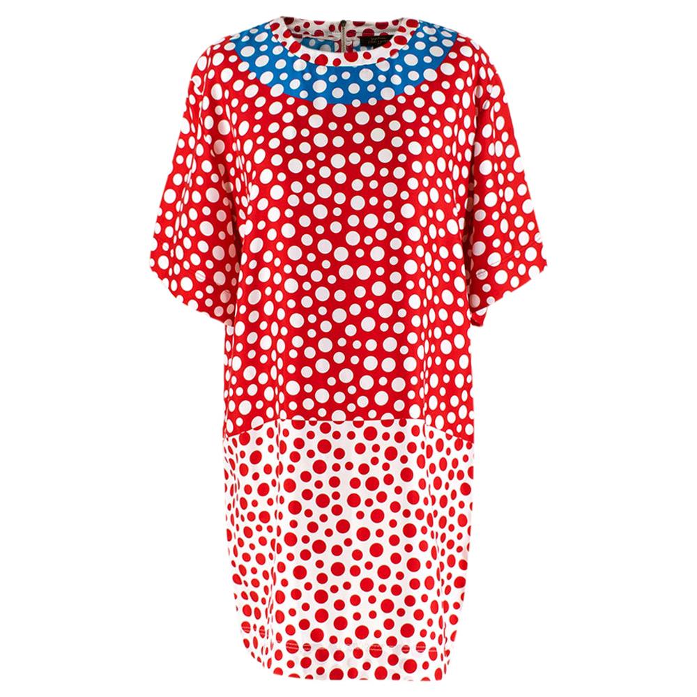 Louis Vuitton x Yayoi Kusama Red & Blue Silk Spotted Dress - Size US 10