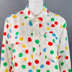 LOUIS VUITTON x YAYOI KUSAMA Size M White Multi Color Silk Monogram Dots Button Up Shirt