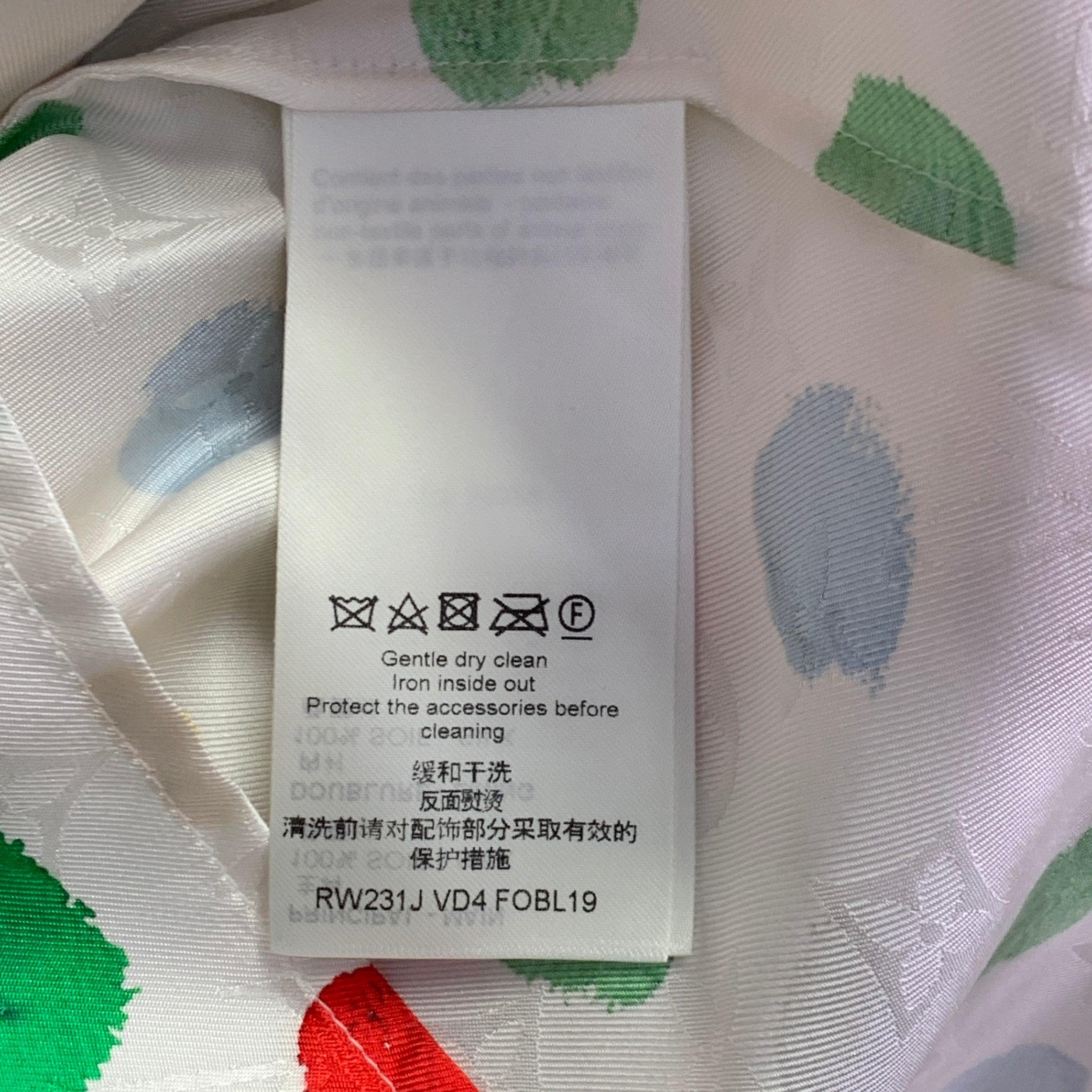 LOUIS VUITTON x YAYOI KUSAMA Size M White Multi Color Silk Monogram Dots Button Up Shirt For Sale 2