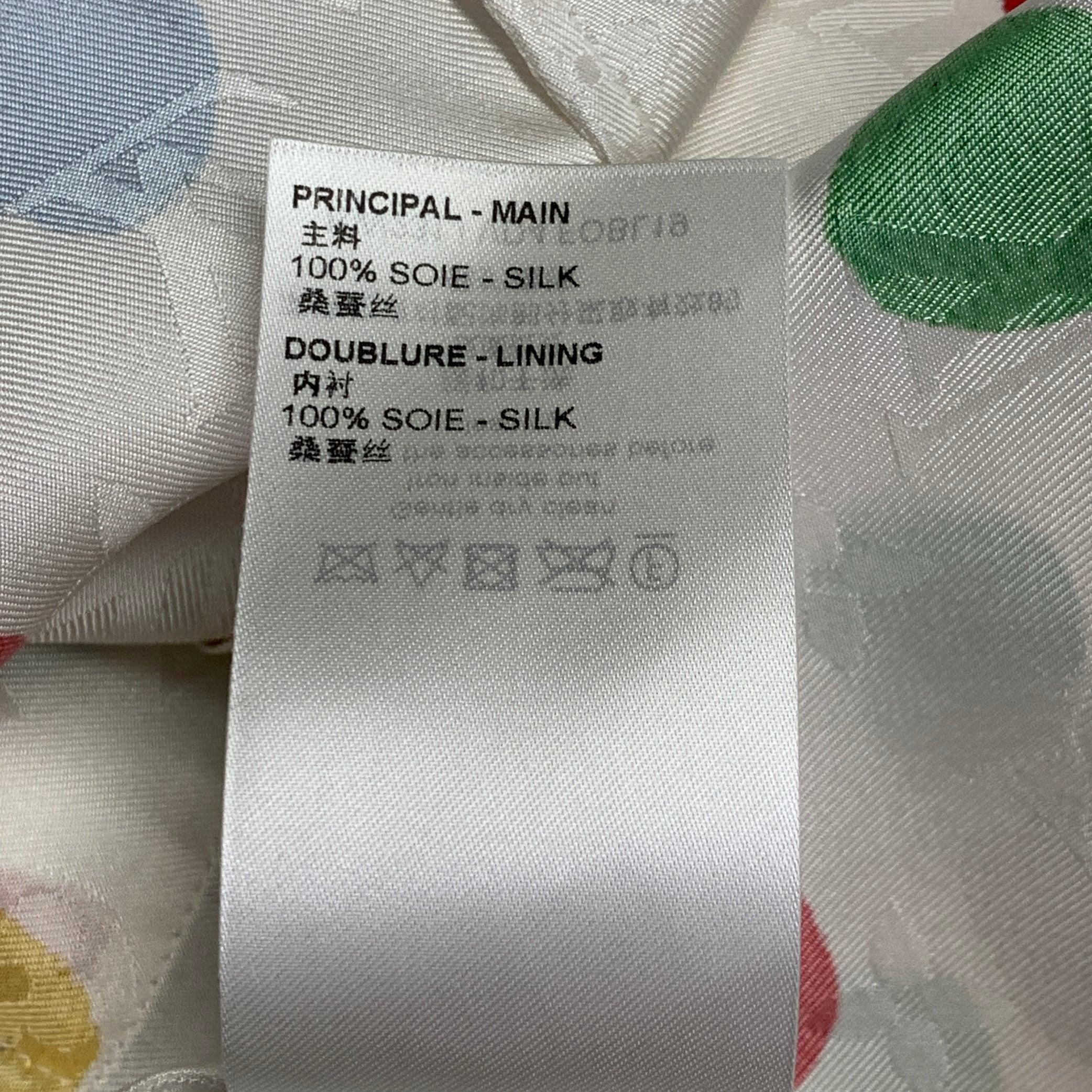 LOUIS VUITTON x YAYOI KUSAMA Size M White Multi Color Silk Monogram Dots Button Up Shirt For Sale 3