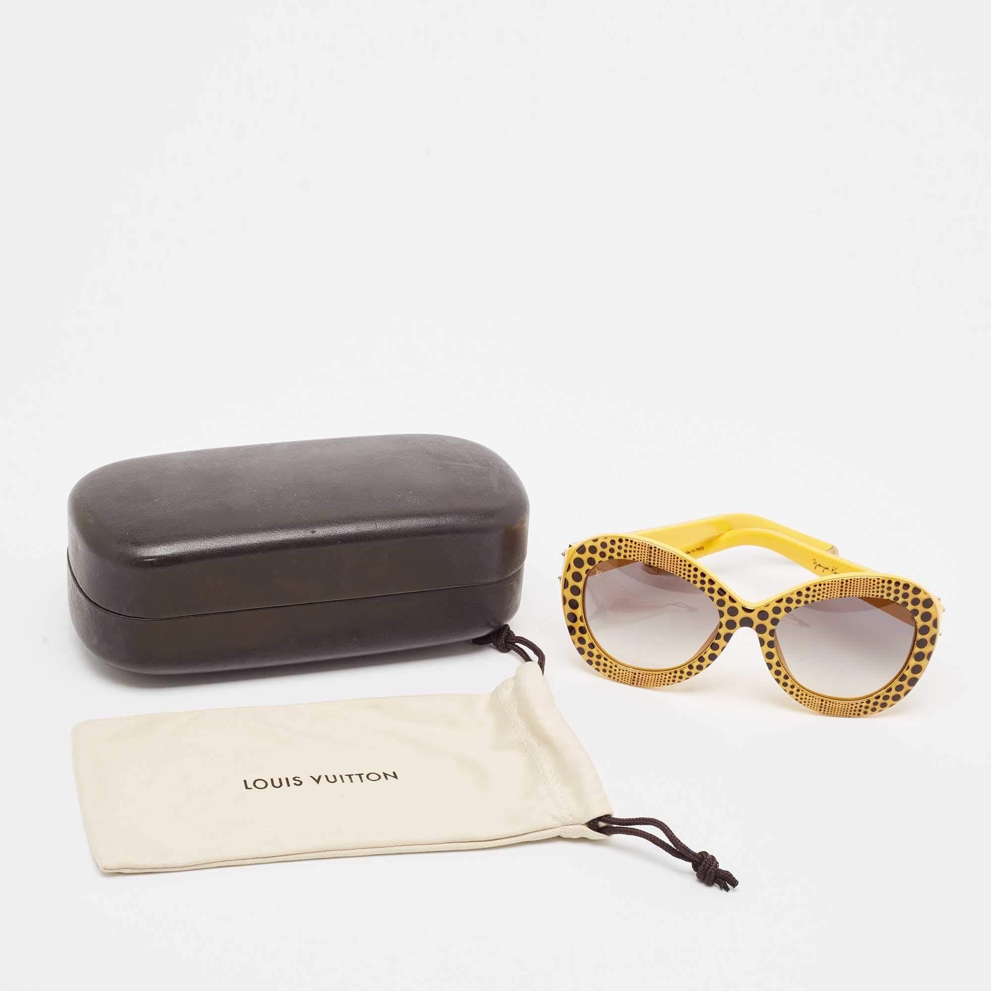 Louis Vuitton x Yayoi Kusama Yellow/Black Gradient Z0478W Oversized Sunglasses In Good Condition In Dubai, Al Qouz 2