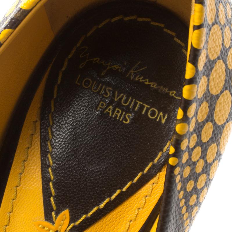 Women's Louis Vuitton x Yayoi Kusama Yellow  Monogram Canvas Bow Detail Pumps Size 38