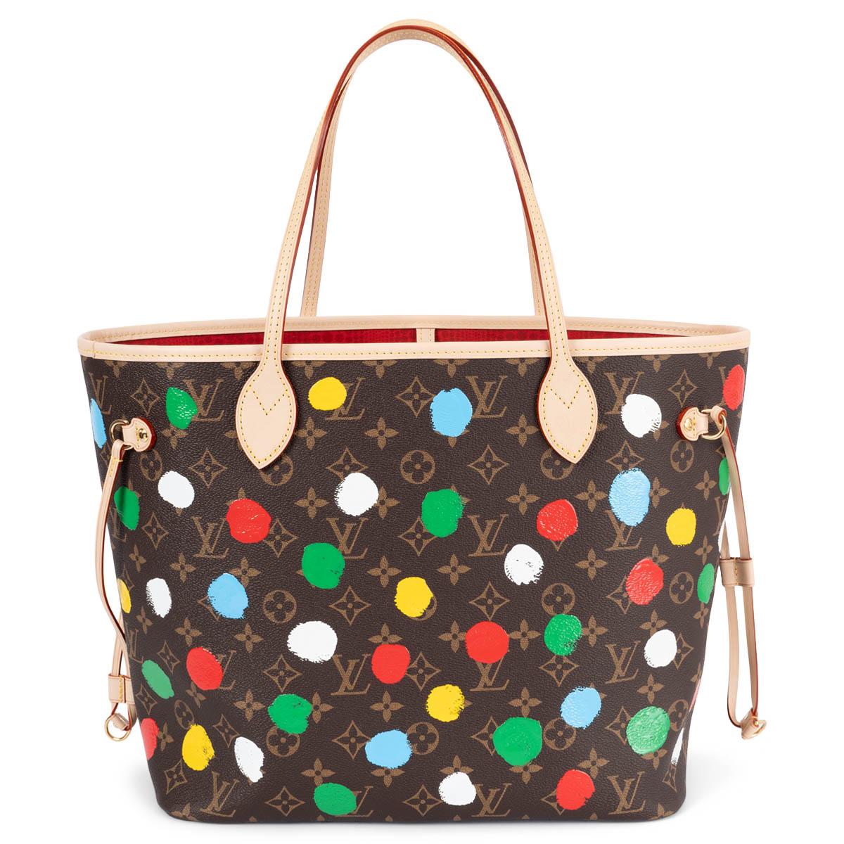 LOUIS VUITTON x YK multi dotted Monogram canvas NEVERFULL MM KUSAMA Bag In Excellent Condition In Zürich, CH