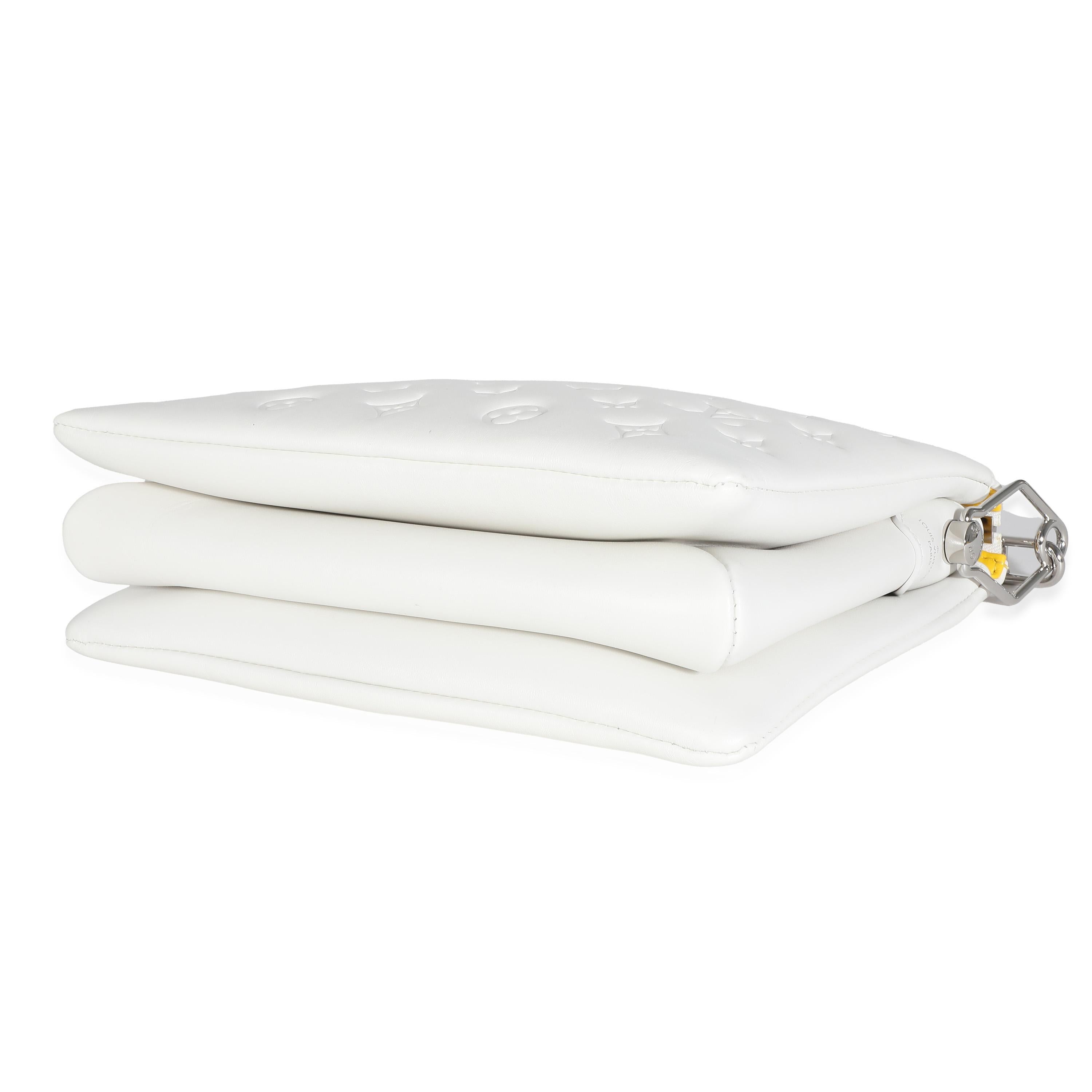 Women's or Men's Louis Vuitton x YK White Monogram Embossed Puffy Lambskin Coussin PM For Sale