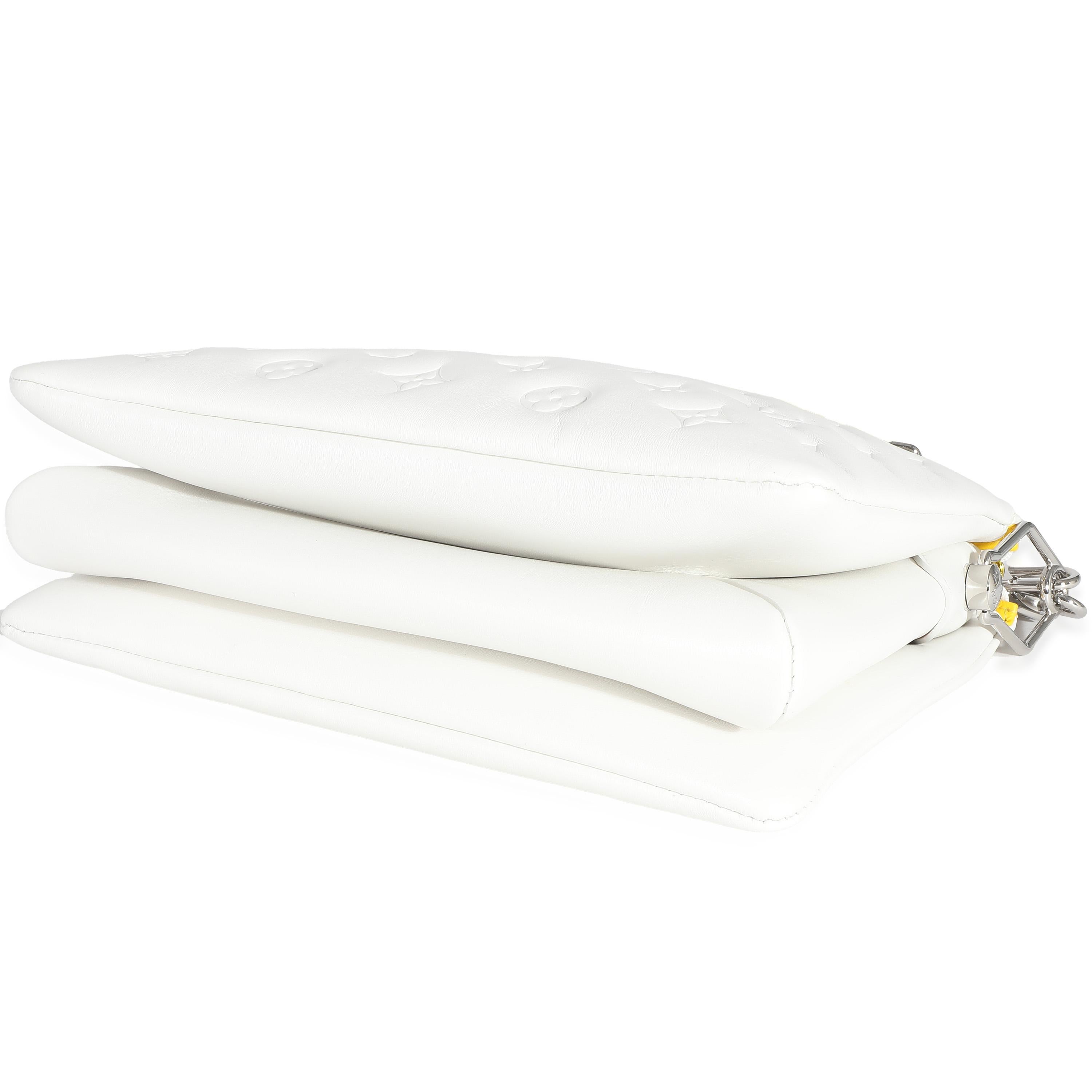 Louis Vuitton x YK White Monogram Embossed Puffy Lambskin Coussin PM For Sale 1