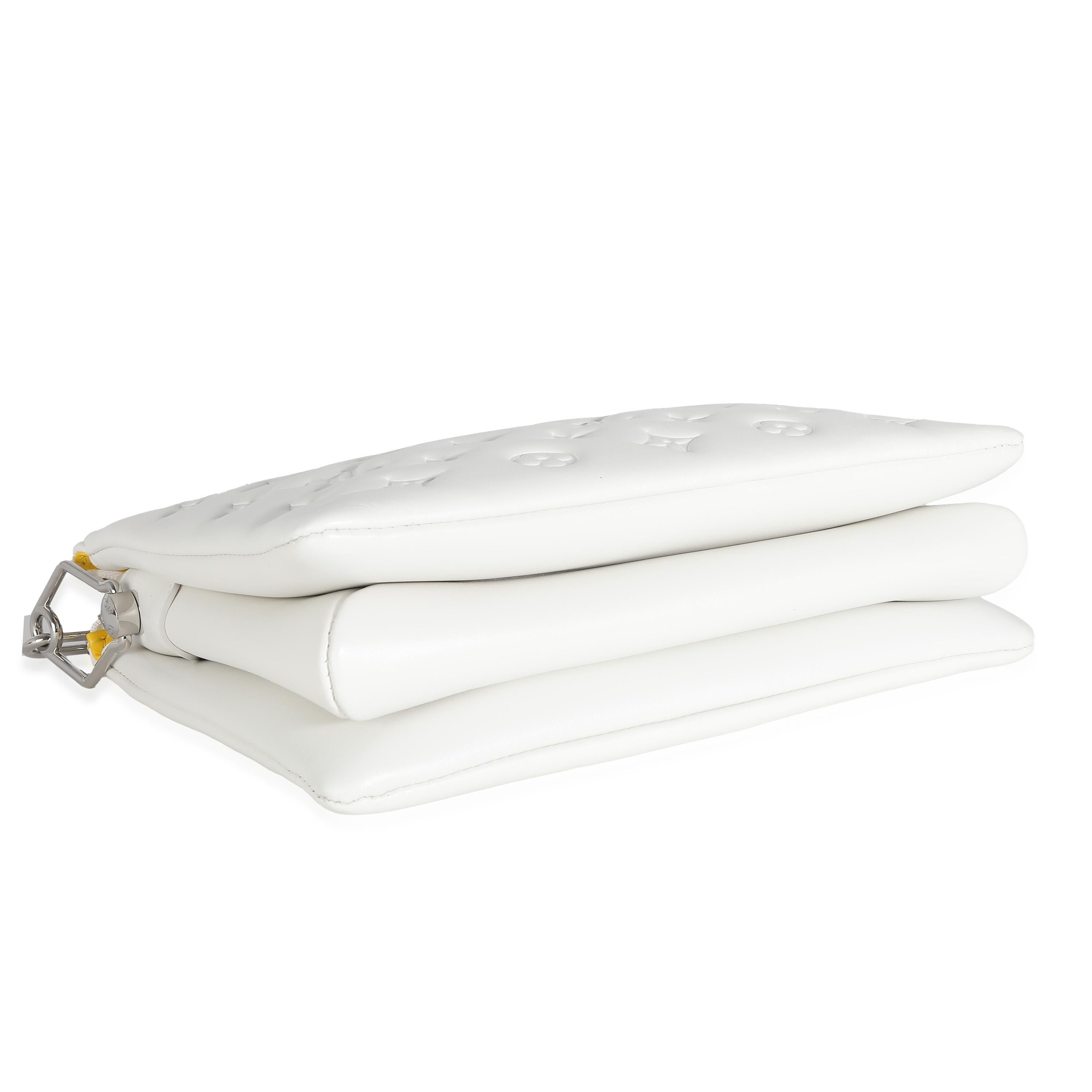 Louis Vuitton x YK White Monogram Embossed Puffy Lambskin Coussin PM For Sale 2