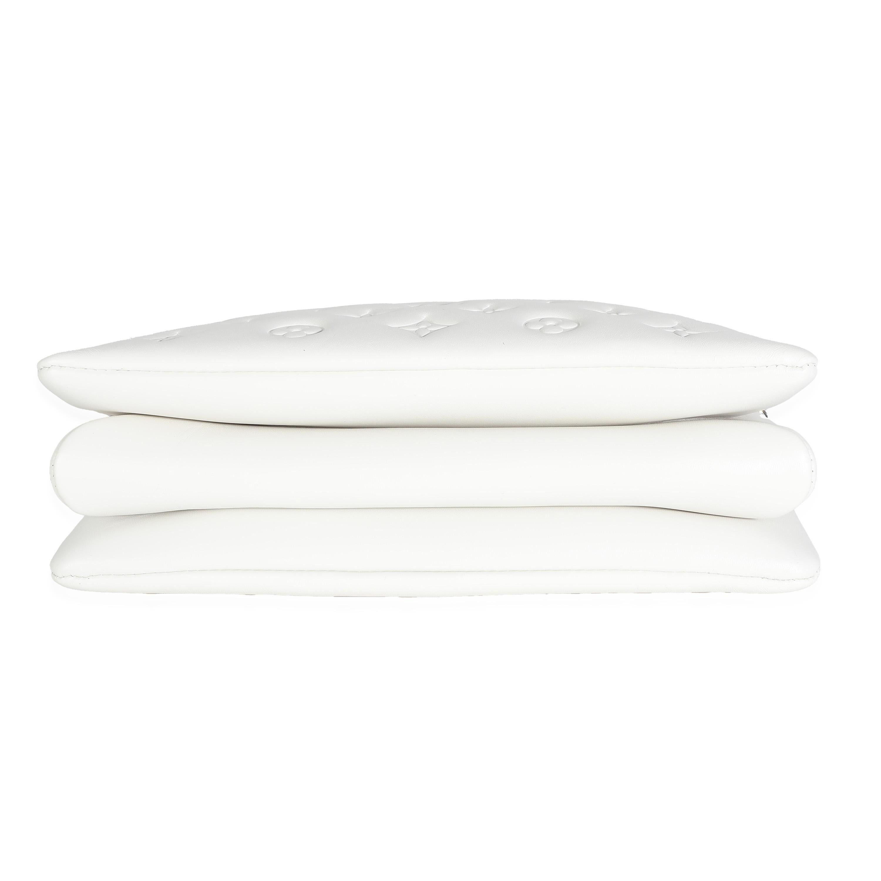 Louis Vuitton x YK White Monogram Embossed Puffy Lambskin Coussin PM For Sale 3