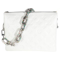 Louis Vuitton x YK White Monogram Embossed Puffy Lambskin Coussin PM