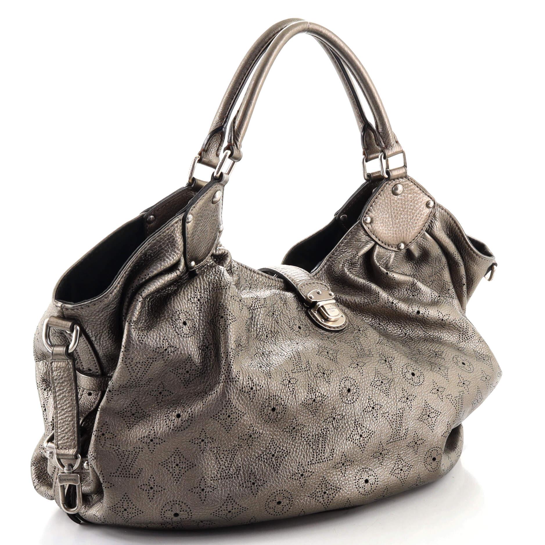 Gray Louis Vuitton XL Hobo Mahina Leather