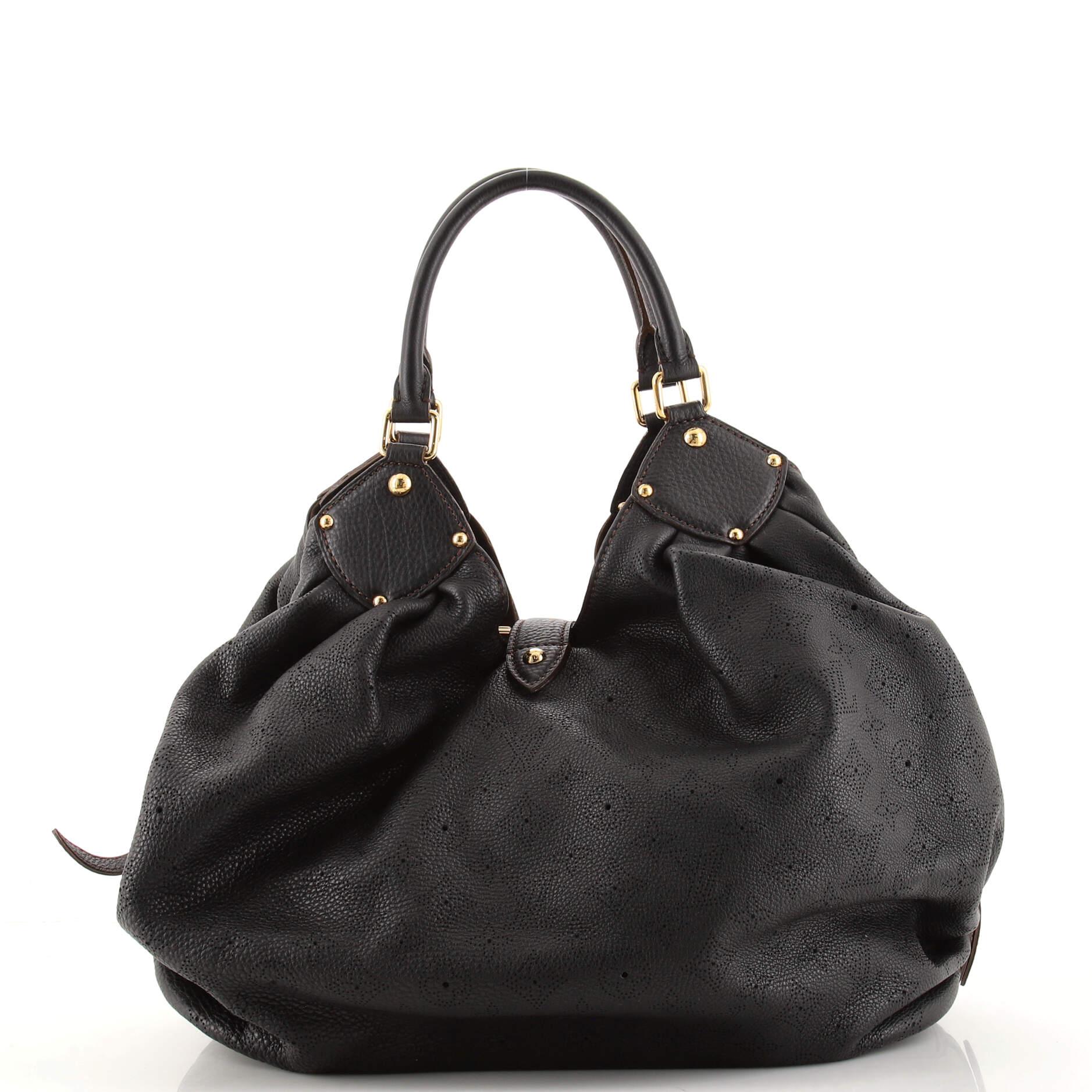 Black Louis Vuitton XL Hobo Mahina Leather