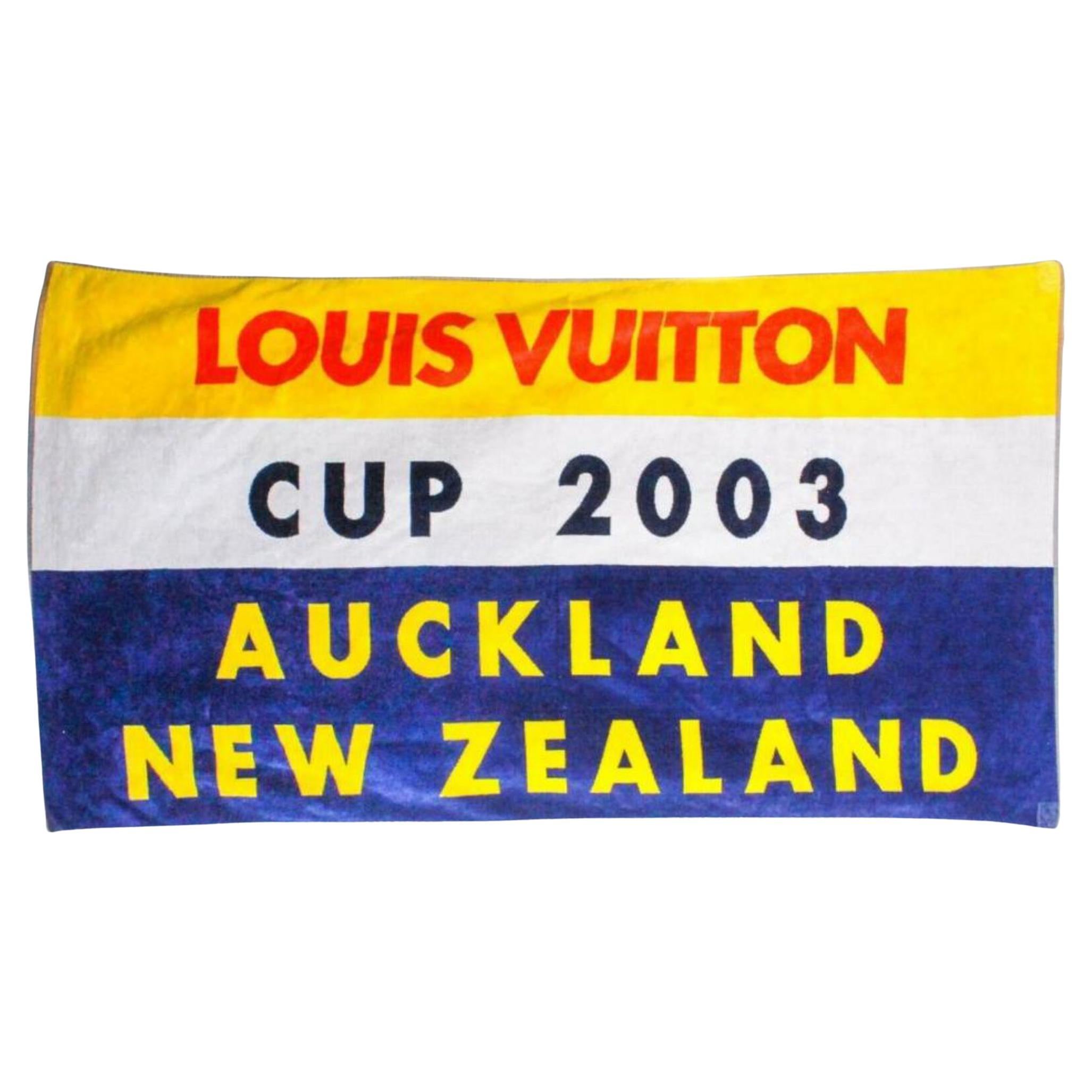 Louis Vuitton XL Huge Blue x Yellow x Red 2003 Auckland LV Cup Towel Throw  For Sale