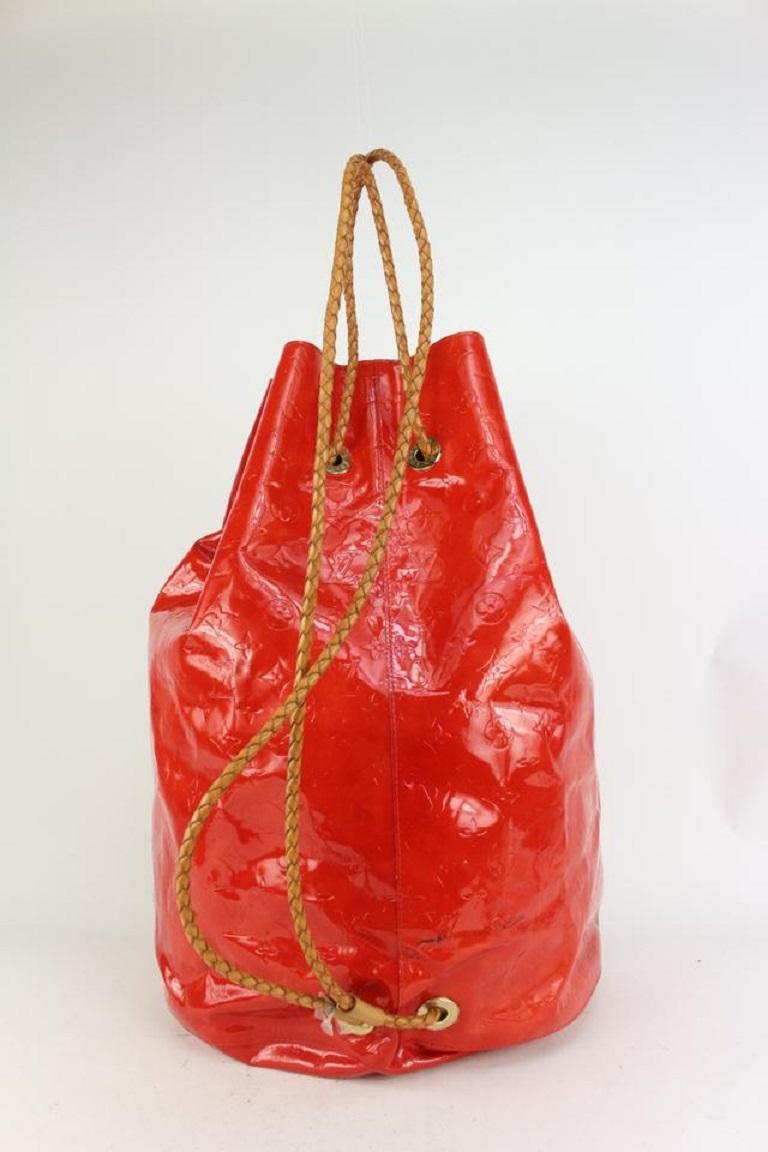 Women's Louis Vuitton XL Red Monogram Vernis Morton Drawstring Backpack 819lv69  For Sale