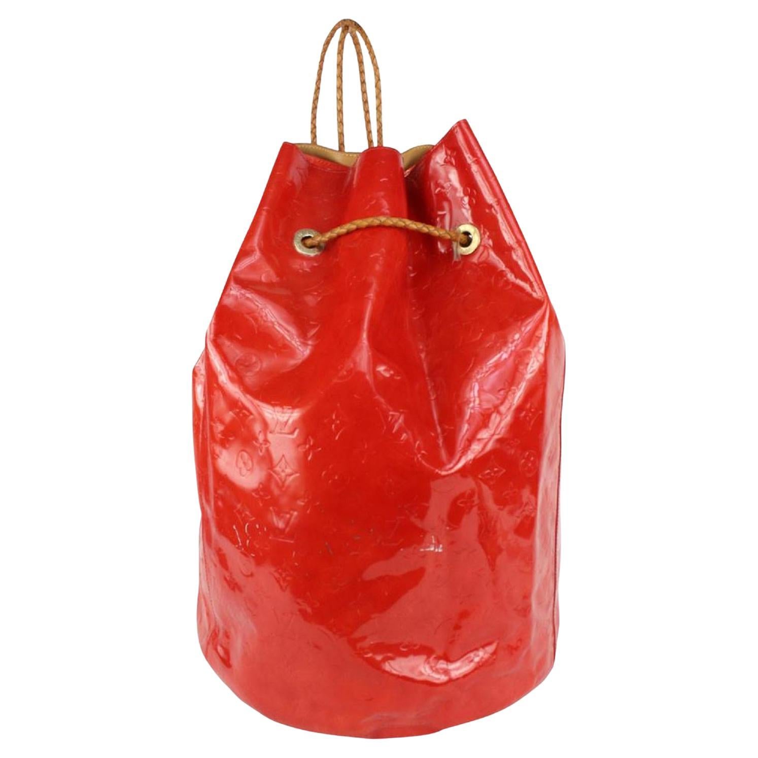 Louis Vuitton XL Red Monogram Vernis Morton Drawstring Backpack 819lv69 
