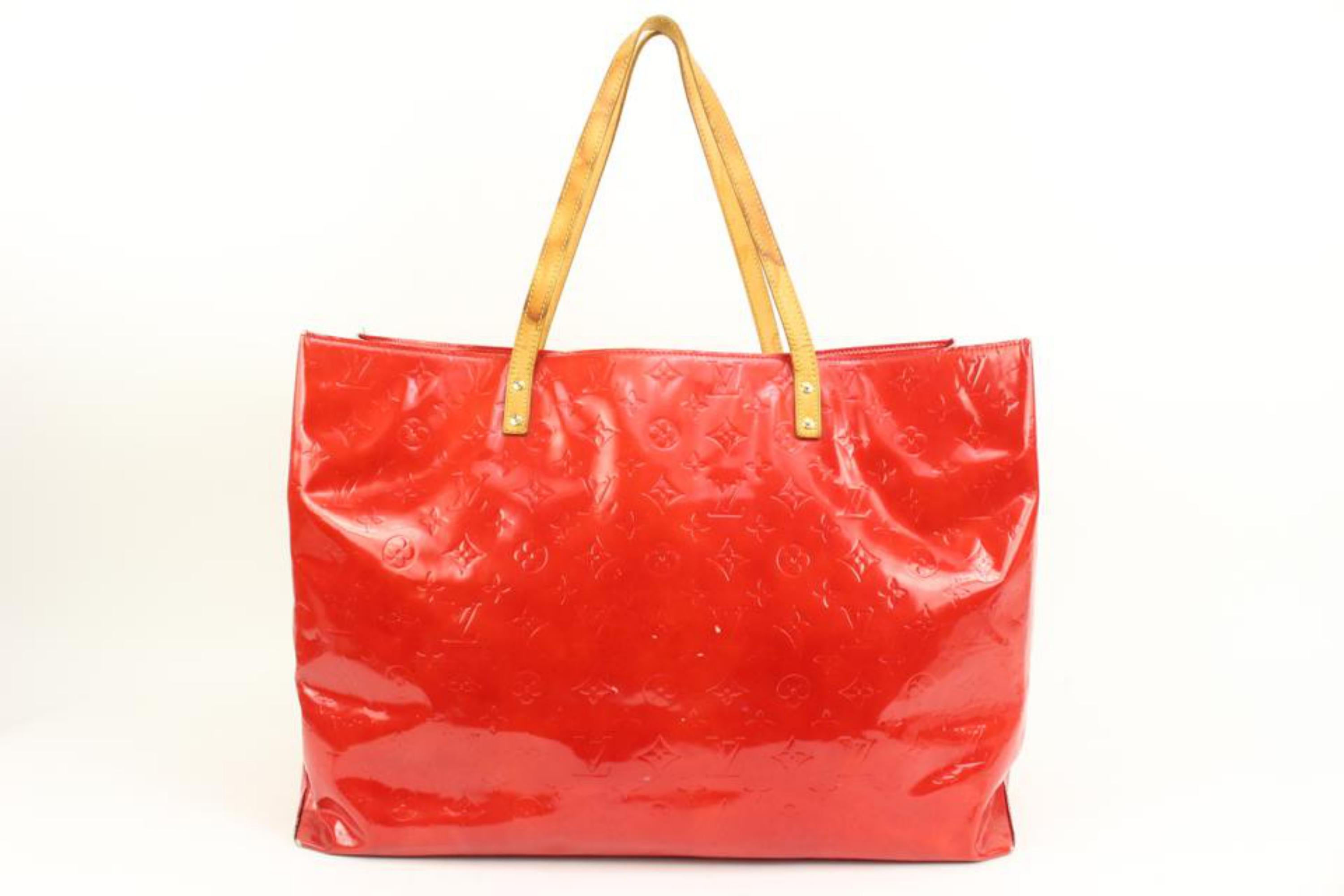 Louis Vuitton XL Red Monogram Vernis Reade GM Tote Bag 91lk317s In Good Condition In Dix hills, NY