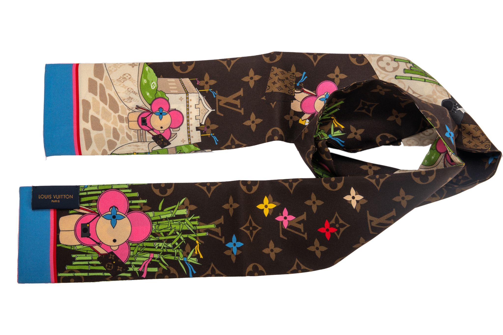 Louis Vuitton Christmas 2021silk bandeau with Vivienne and Panda design. Brand new in original box .