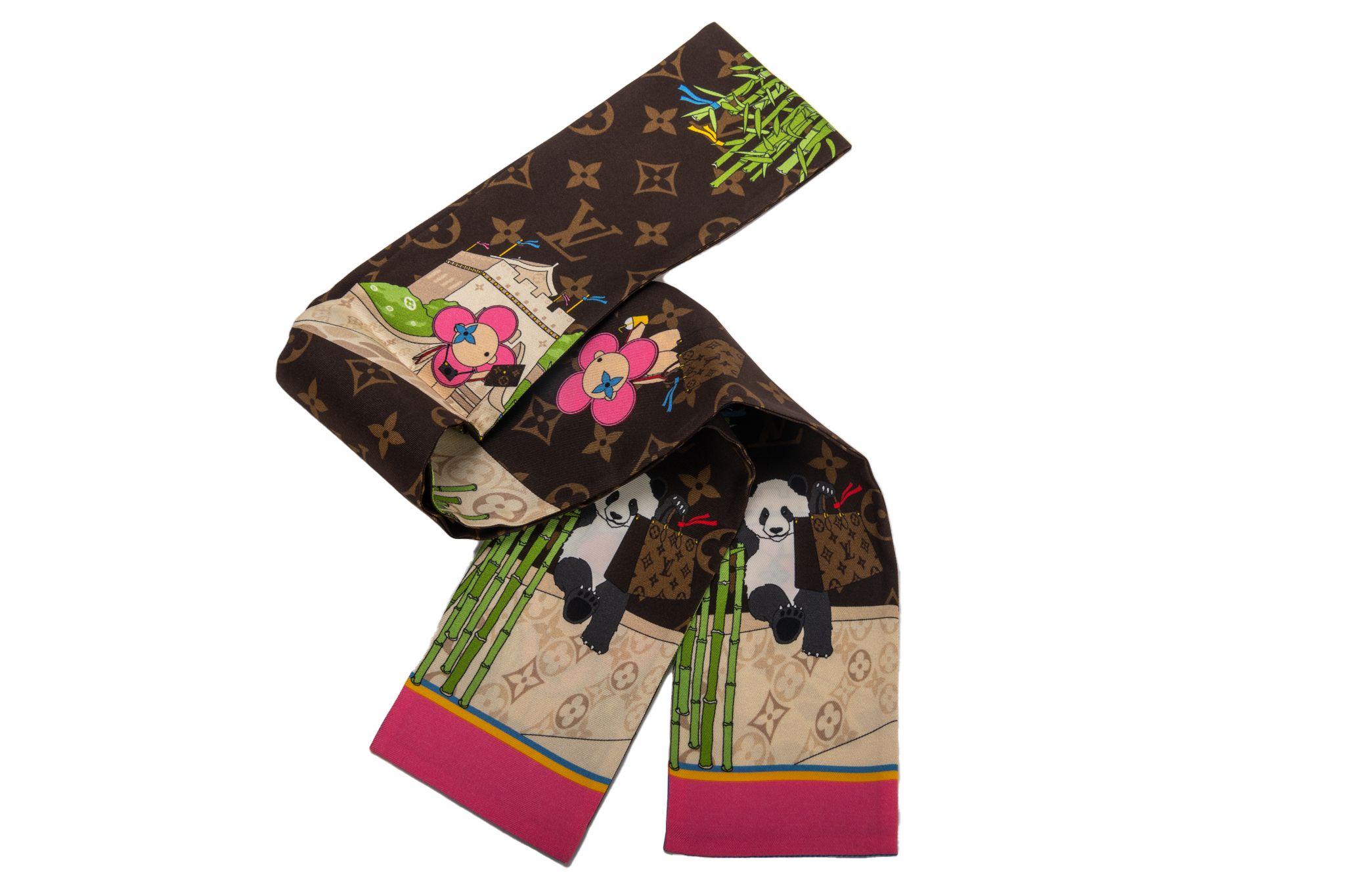 Orange Louis Vuitton Xmas 2021 Panda Silk Bandeau NIB