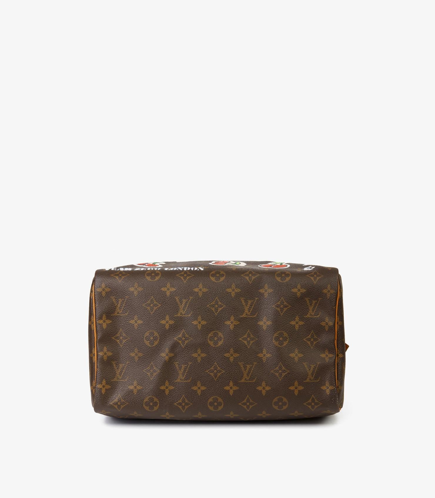 Louis Vuitton Xupes x Year Zero London Handgemalte Kirschen Speedy 30 im Angebot 1