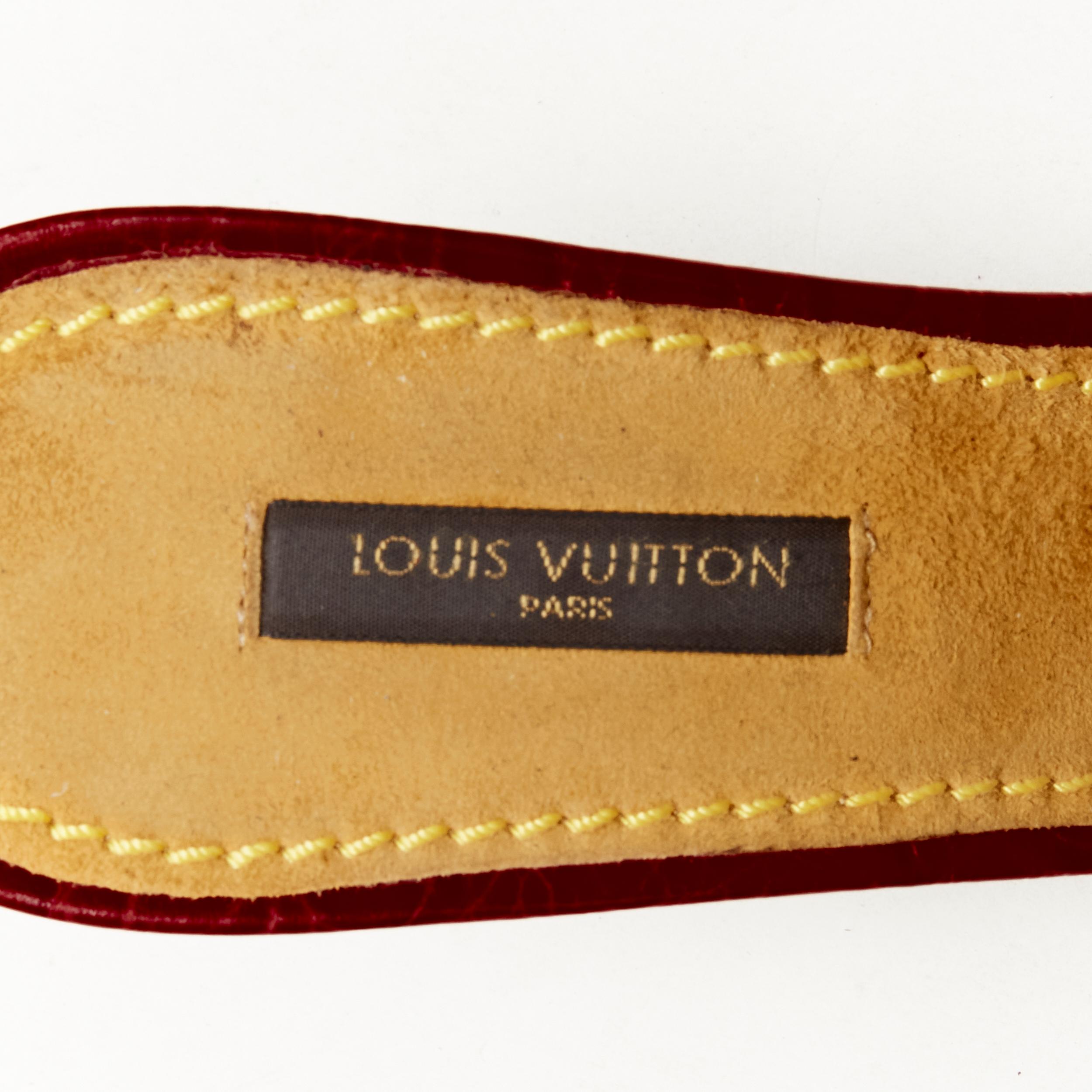LOUIS VUITTON Y2K blue denim buckle leather high heel mule sandal EU37 5