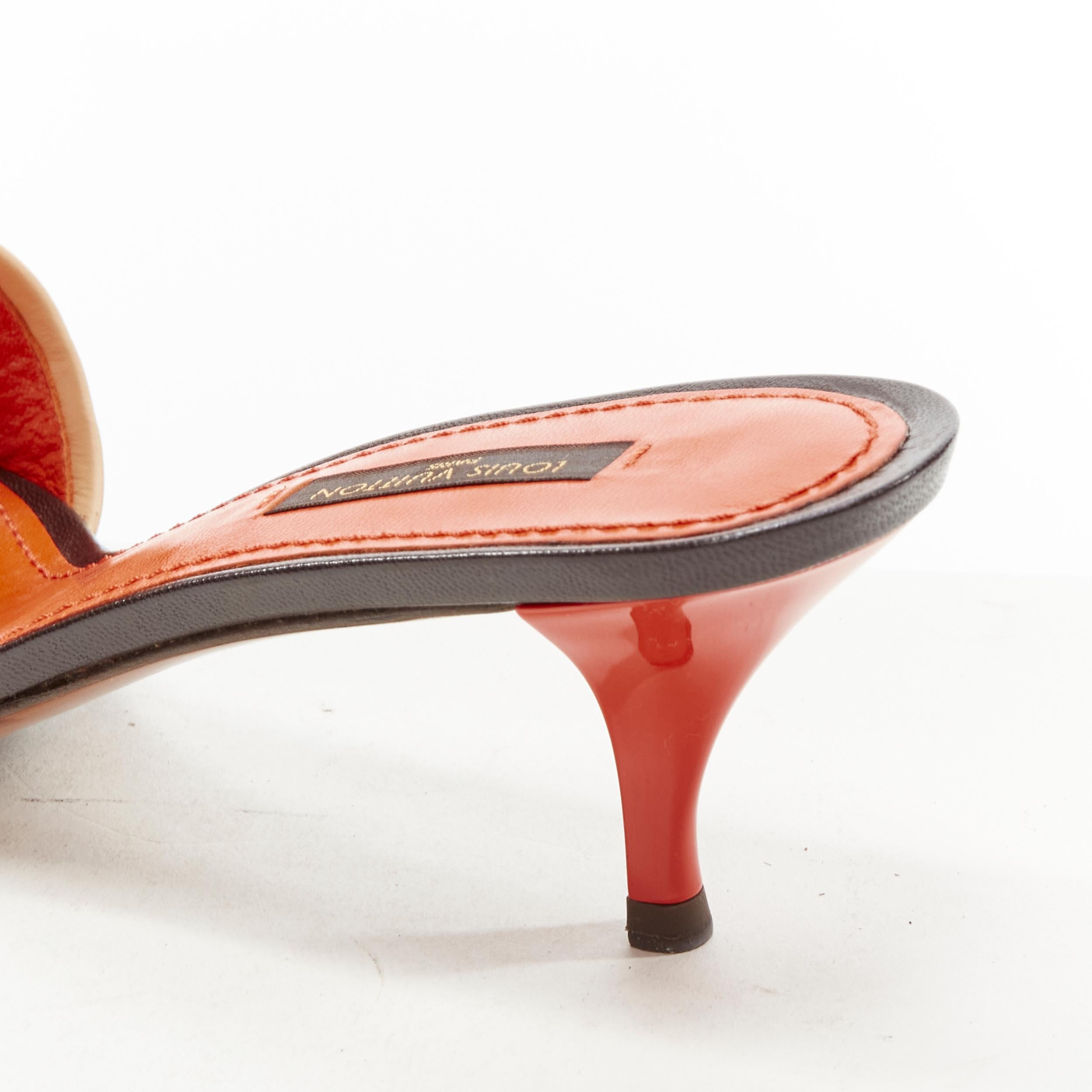 LOUIS VUITTON Y2K orange perforated LV monogram gold buckle heel sandal EU36.5 For Sale 3
