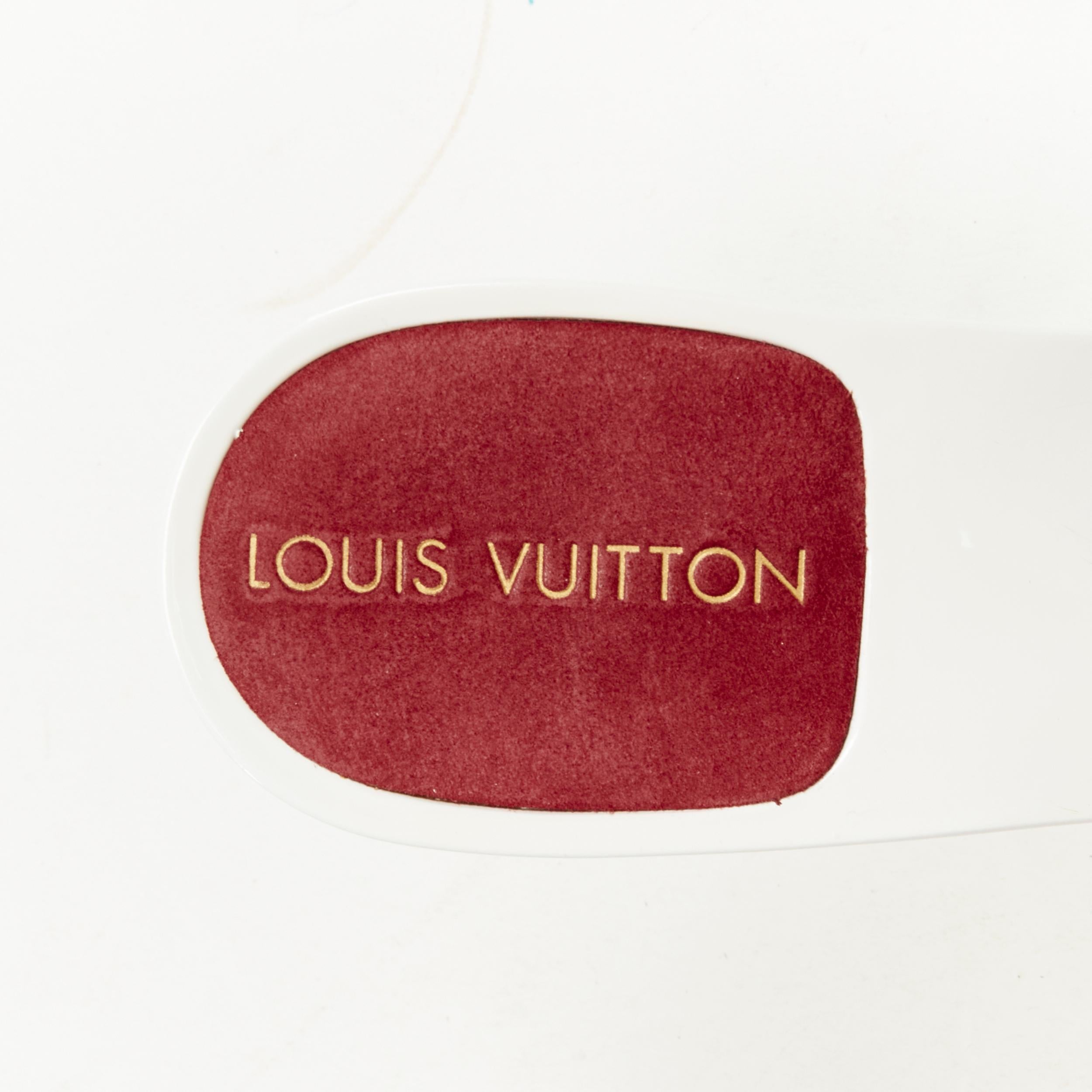 LOUIS VUITTON Y2K white multi monogram gold buckle high heel mule sandal EU37.5 5