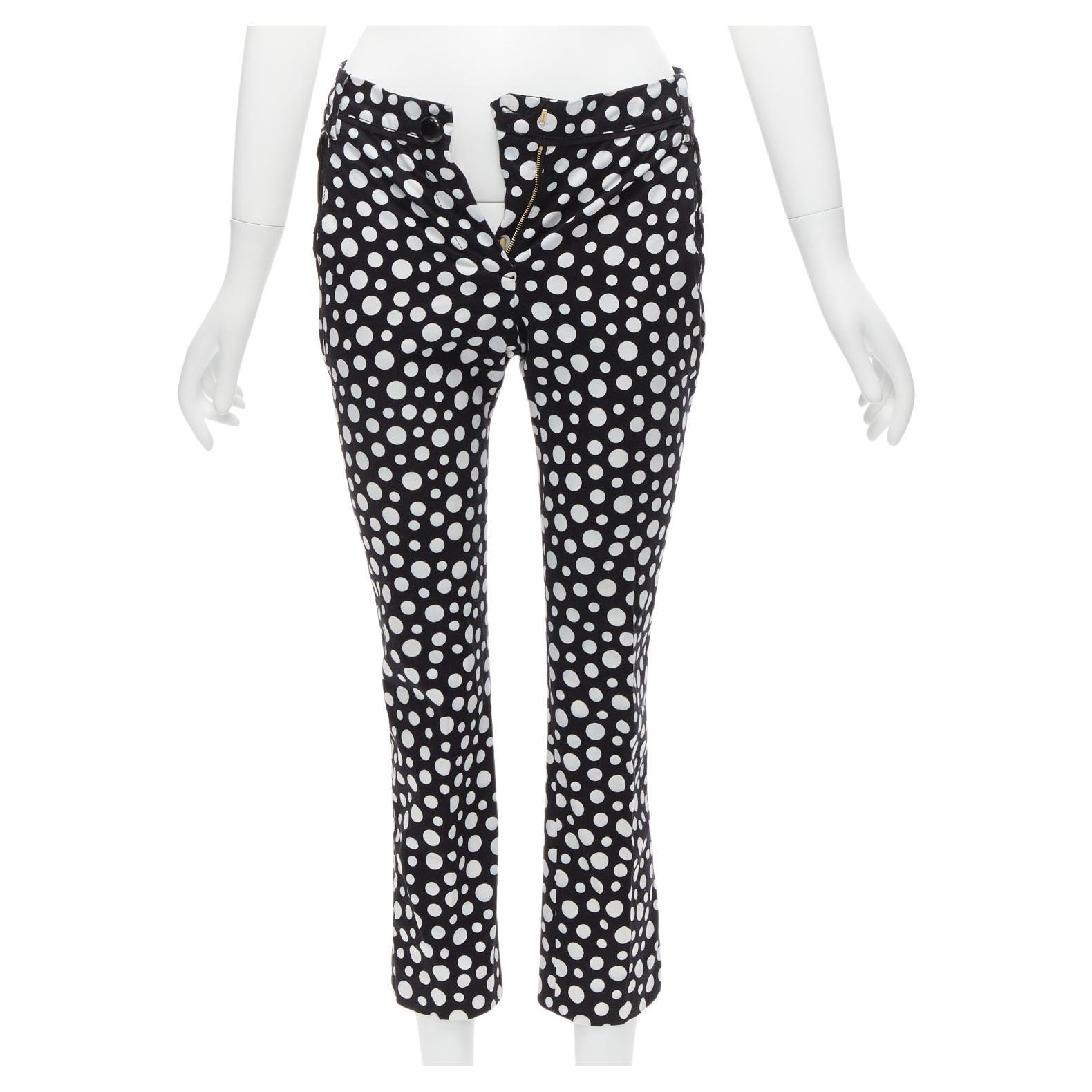 LOUIS VUITTON Yayoi Kusama 2012 Runway black white polka dots high waist pants For Sale