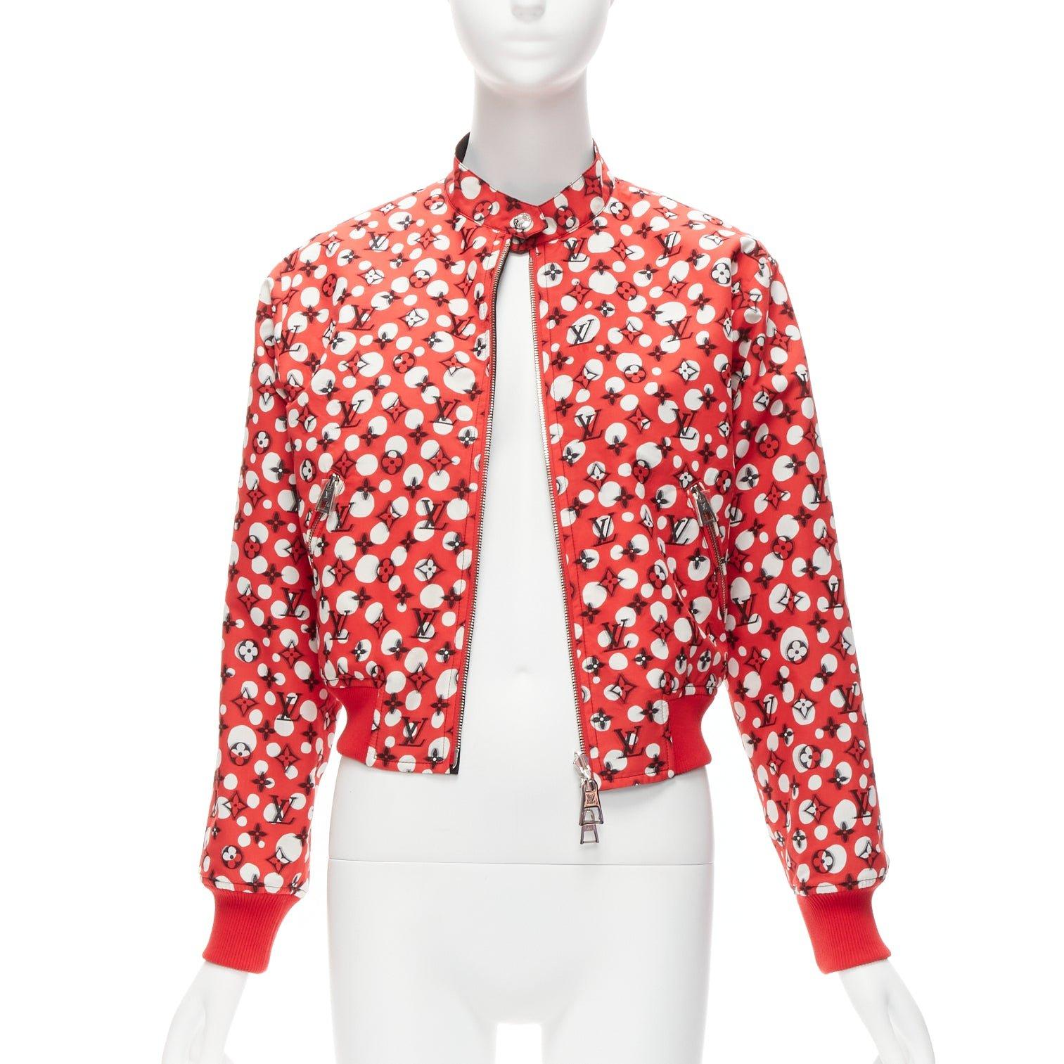 Rosso LOUIS VUITTON Yayoi Kusama 2023 Runway Reversible red infinity dots bomber FR34 in vendita