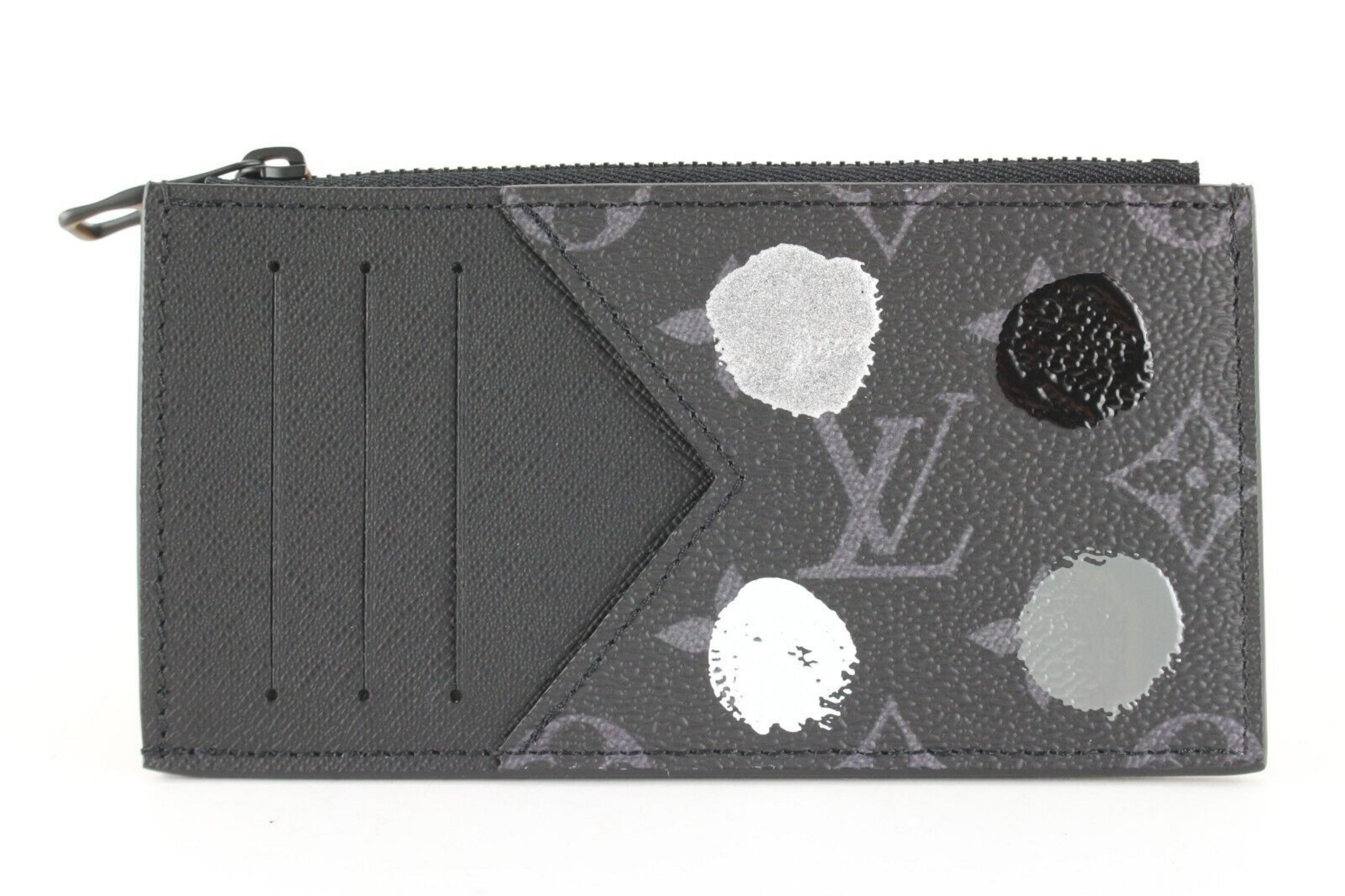 Louis Vuitton Yayoi Kusama Monogram Eclipse Coin Card Holder Zip 4LK0201 For Sale 3