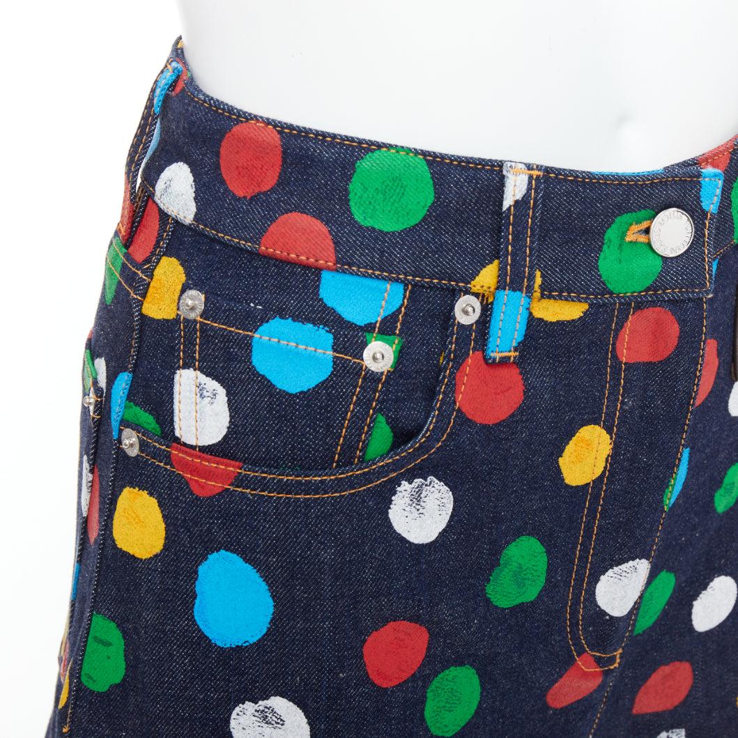 LOUIS VUITTON Yayoi Kusama Painted Dots logo patch denim shorts FR34 XS For Sale 3