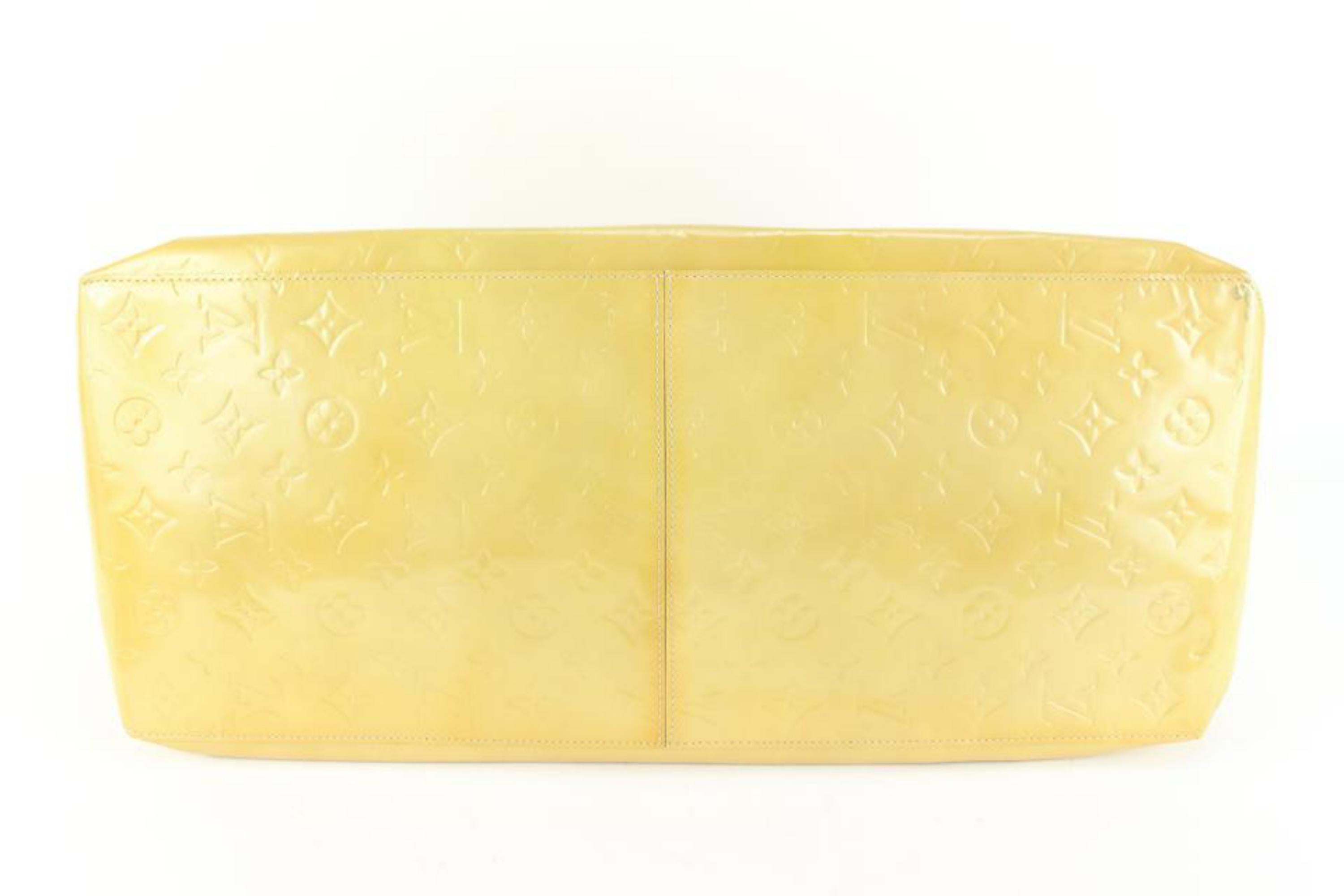 Sac fourre-tout Louis Vuitton jaune-beige Monogram Vernis Reade GM 63lk512s Bon état - En vente à Dix hills, NY