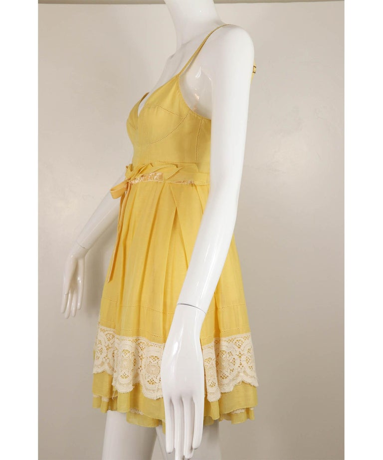 Louis Vuitton Yellow Cotton White Lace Babydoll Dress Vintage Y2K at 1stDibs Louis Vuitton Yellow Cotton White Lace Babydoll Dress Vintage Y2K at 1stDibs