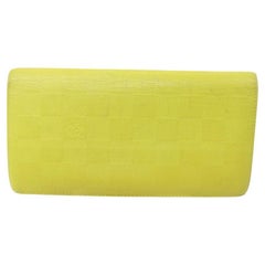 Louis Vuitton - Portefeuille à rabat long Brazza en cuir jaune damier Infini  863366