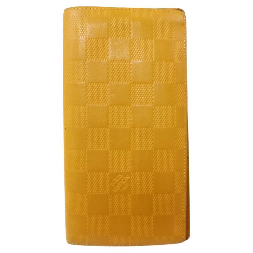 Louis Vuitton Yellow Damier Infini Leather Portefeuille Brazza Long Wallet 
