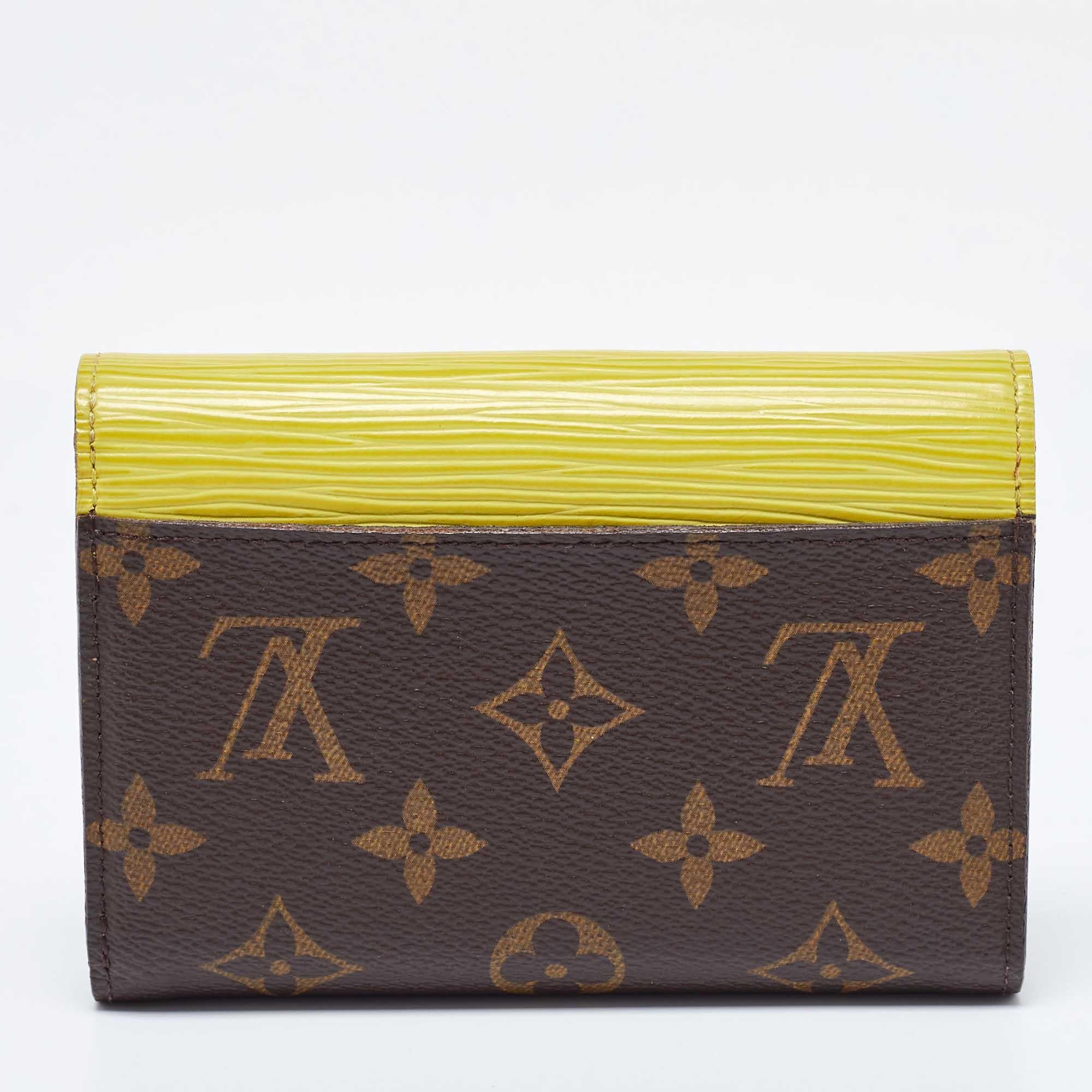 Louis Vuitton Portefeuille Marie-Lou en cuir épi jaune et toile monogrammée en vente 1