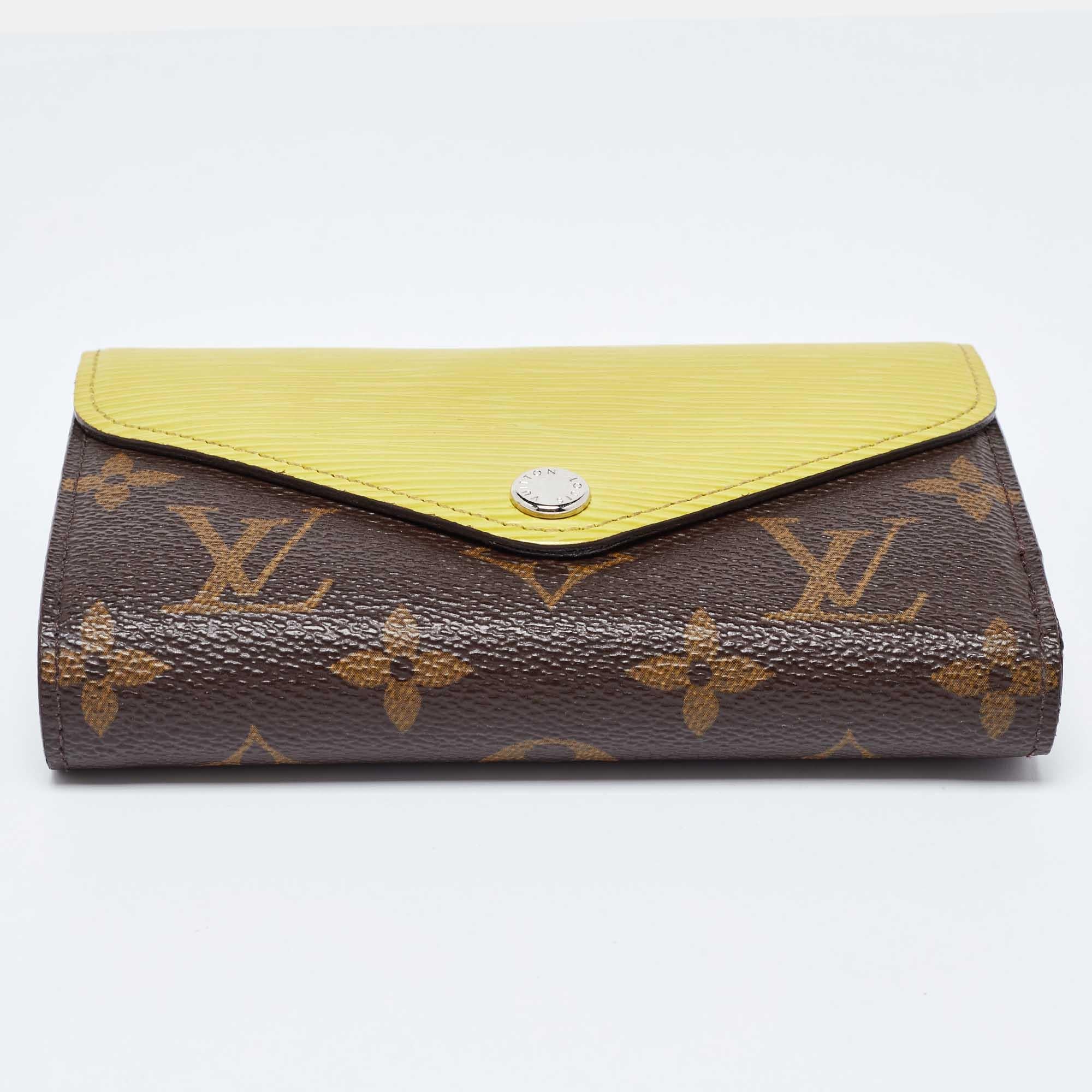 Louis Vuitton Portefeuille Marie-Lou en cuir épi jaune et toile monogrammée en vente 3