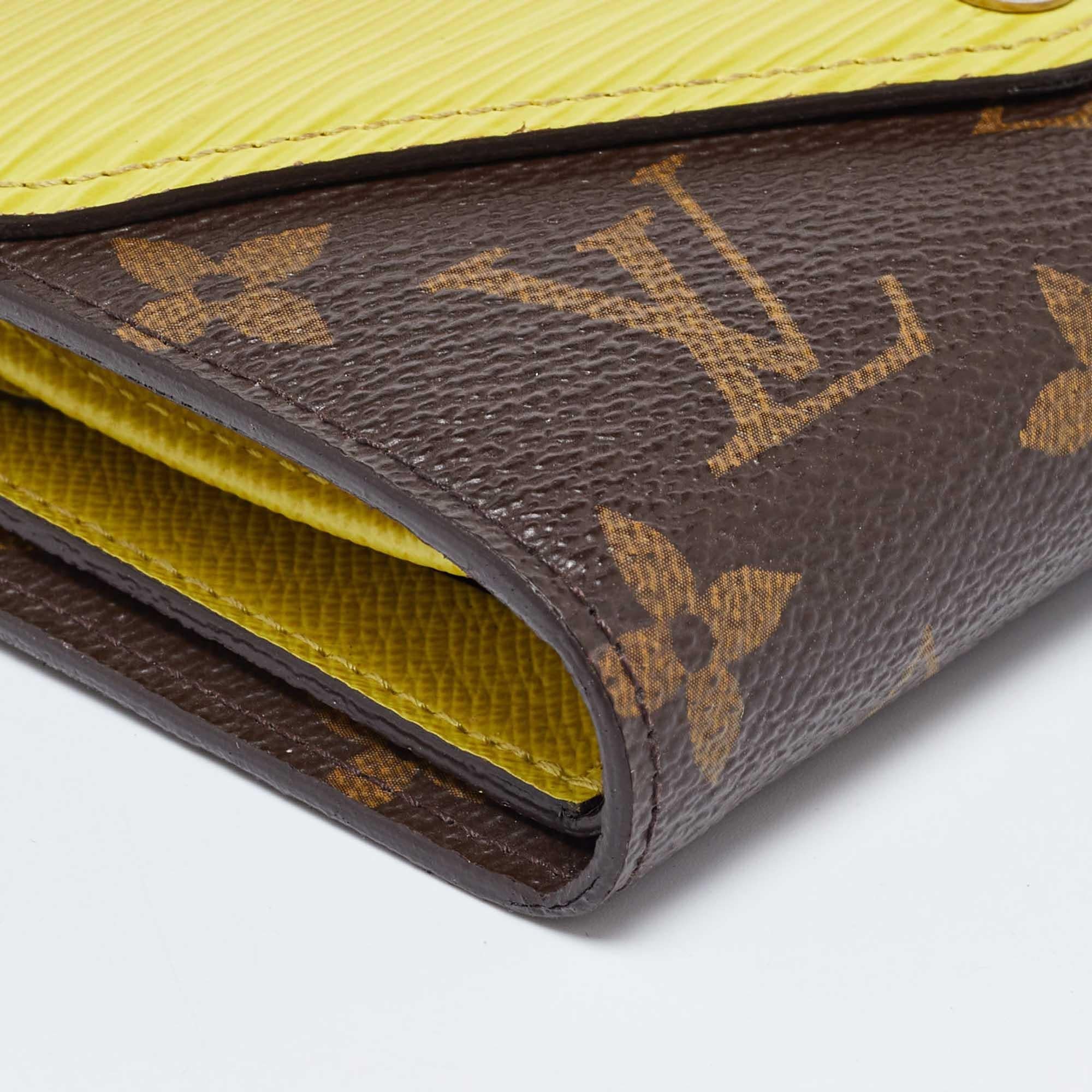 Louis Vuitton Portefeuille Marie-Lou en cuir épi jaune et toile monogrammée en vente 4