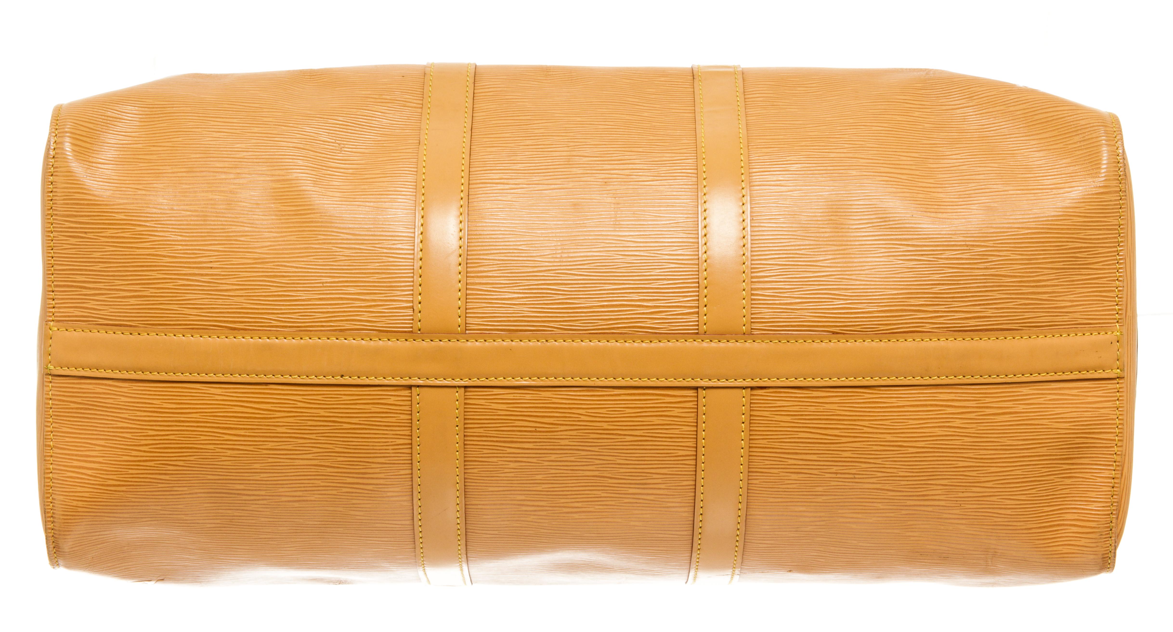 Women's Louis Vuitton Yellow Epi Leather Keepall 50 cm Duffle Luggage Bag