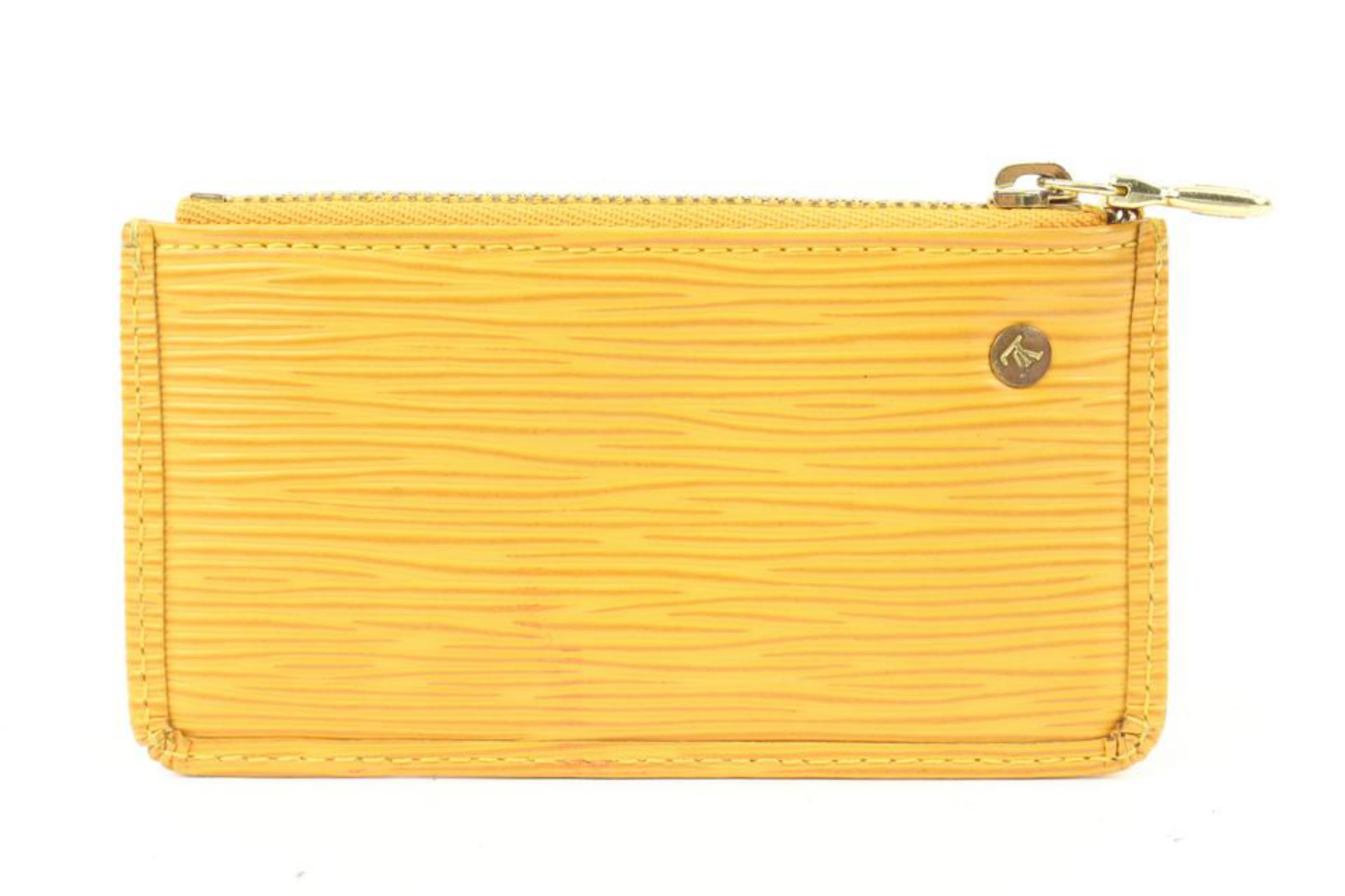 Women's Louis Vuitton Yellow Epi Leather Key Pouch Keychain Pochette Cles s214lv79 For Sale