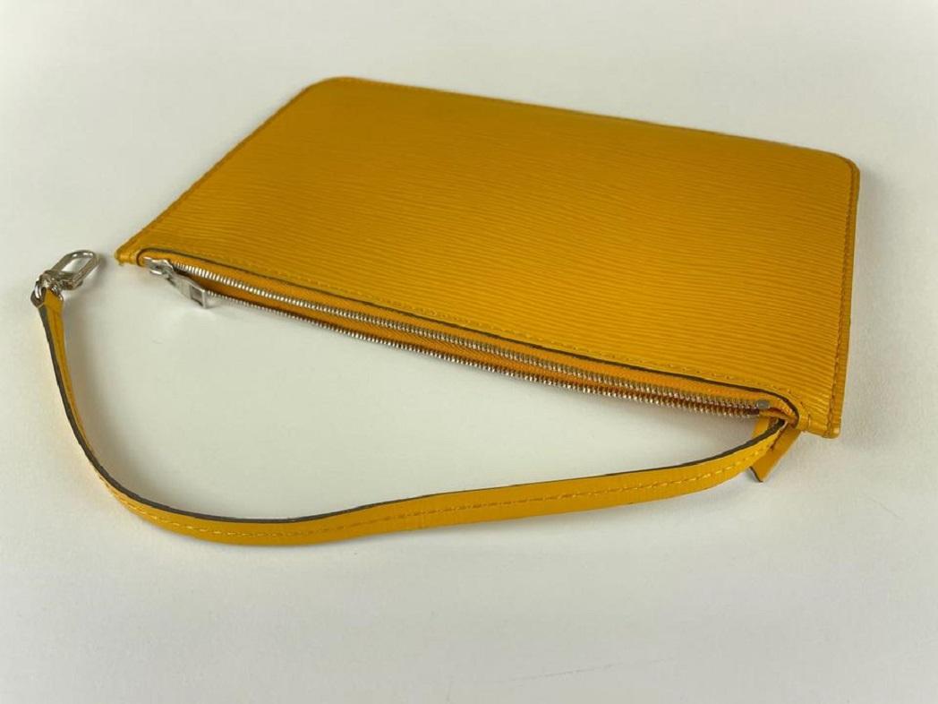 Women's Louis Vuitton Yellow Epi Leather Neverfull Pochette Wristlet Pouch Bag 39LVL1125 For Sale