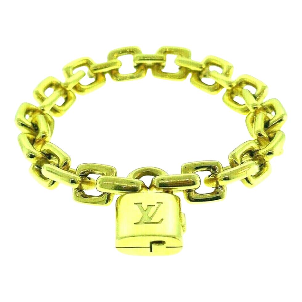 Louis Vuitton Yellow Gold Chain Bracelet with Locket Charm