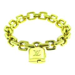 Vintage Louis Vuitton Yellow Gold Chain Bracelet with Locket Charm