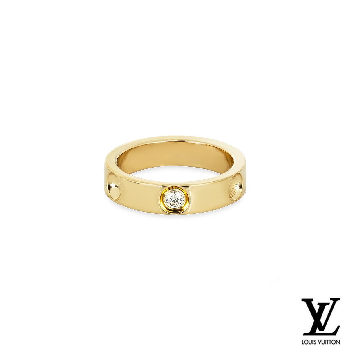 Round Cut Louis Vuitton Yellow Gold Diamond Empreinte Ring Size 56 For Sale