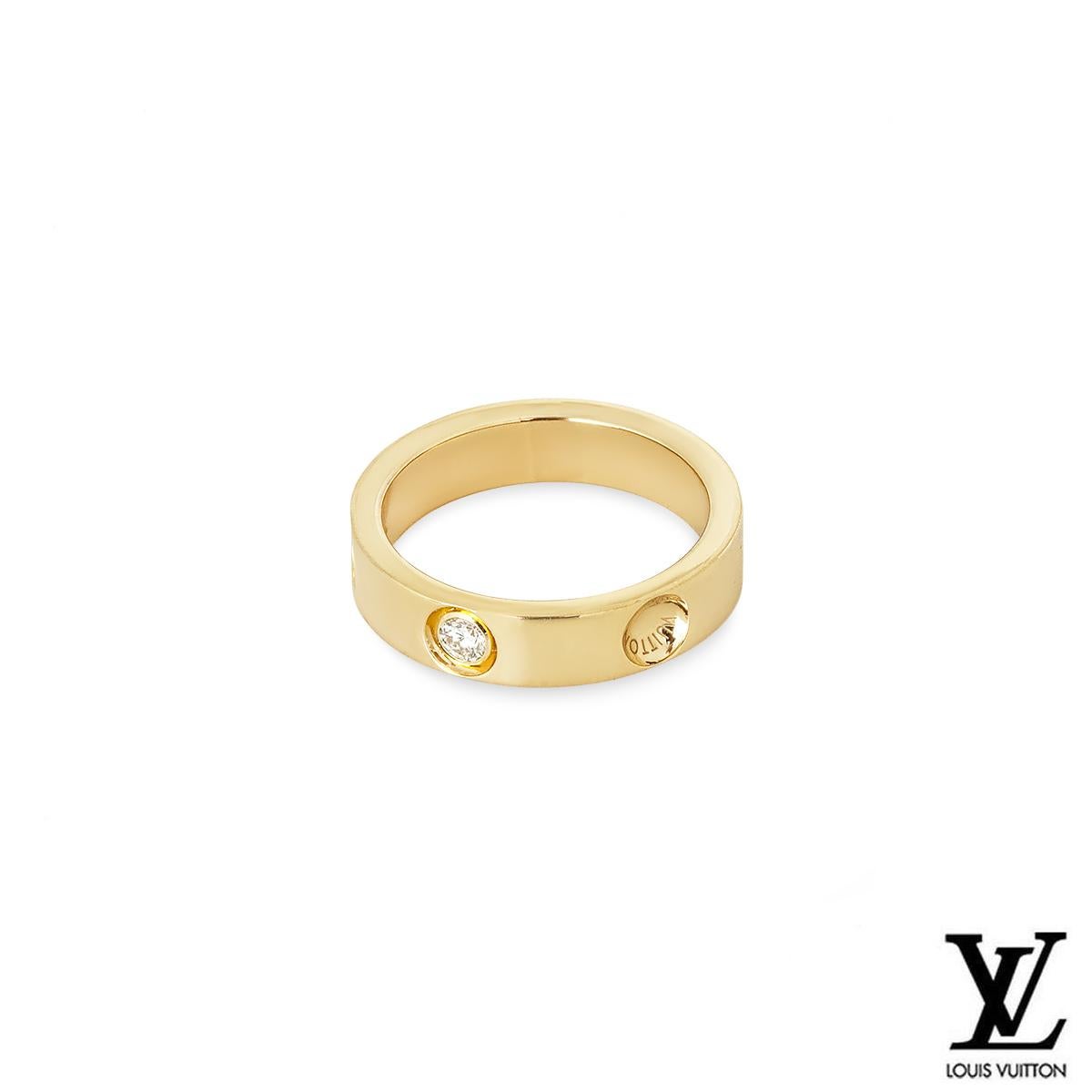Louis Vuitton Yellow Gold Diamond Empreinte Ring Size 56 In Excellent Condition For Sale In London, GB