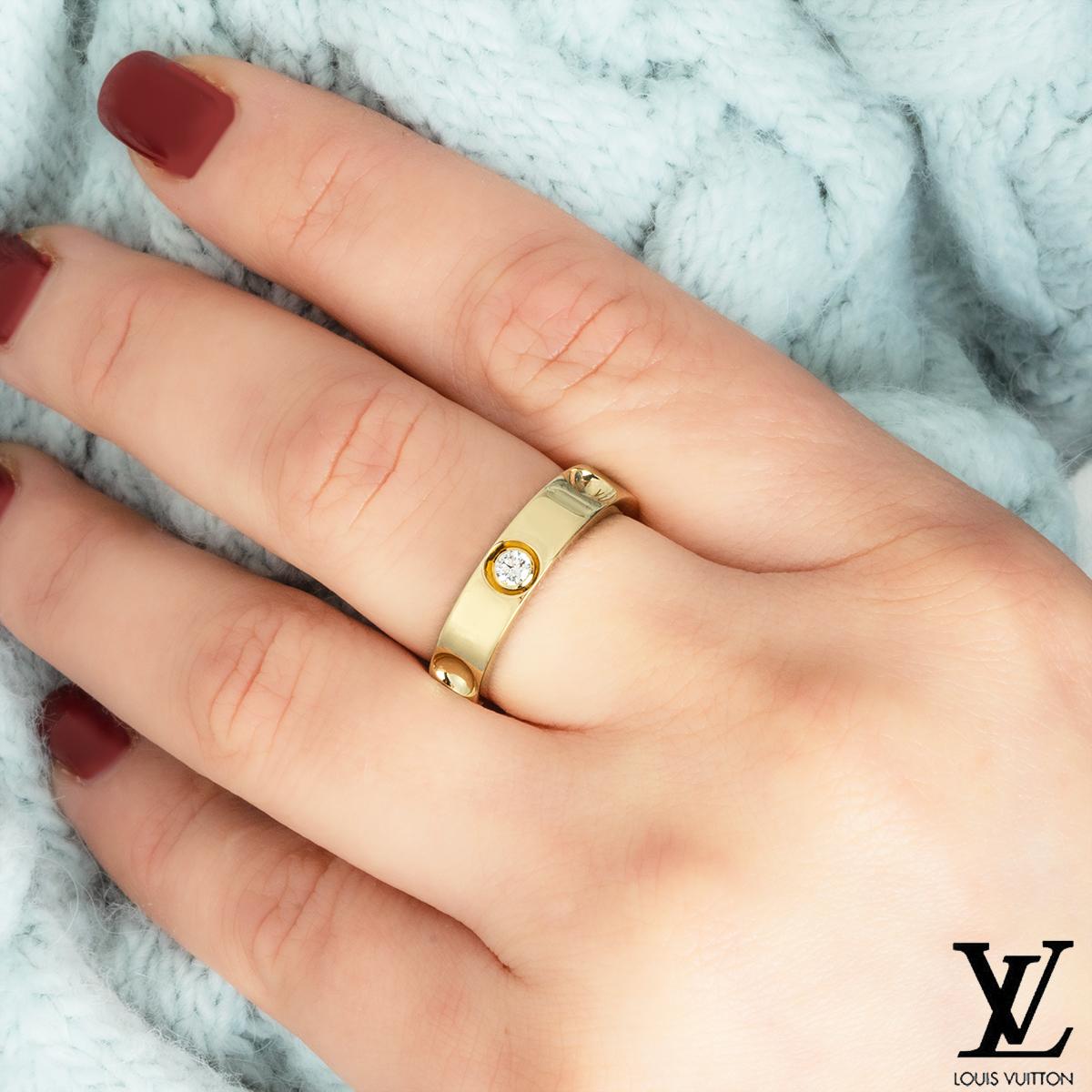 Women's Louis Vuitton Yellow Gold Diamond Empreinte Ring Size 56 For Sale