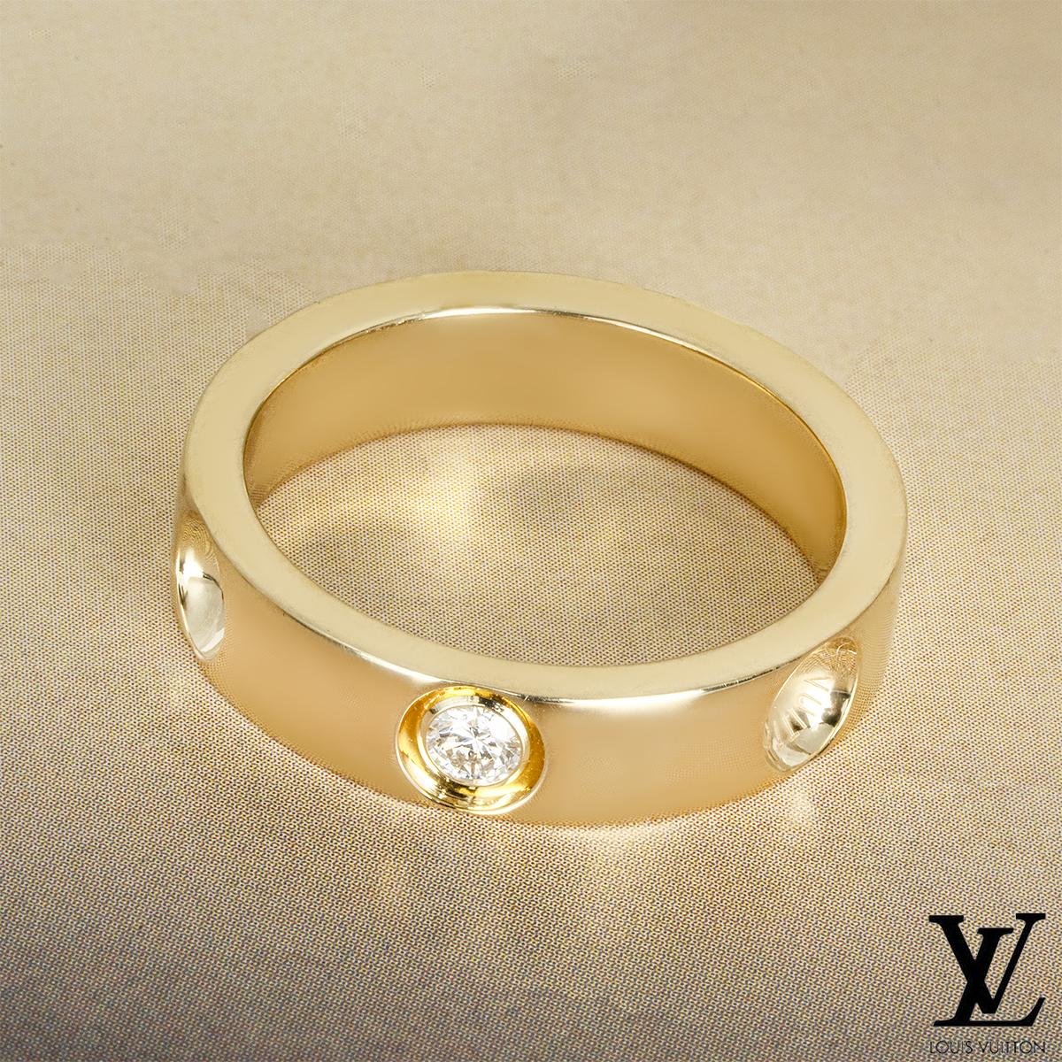 Louis Vuitton Yellow Gold Diamond Empreinte Ring Size 56 For Sale 1