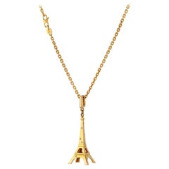 Louis Vuitton Yellow Gold Eiffel Tower Diamond Charm Pendant Necklace