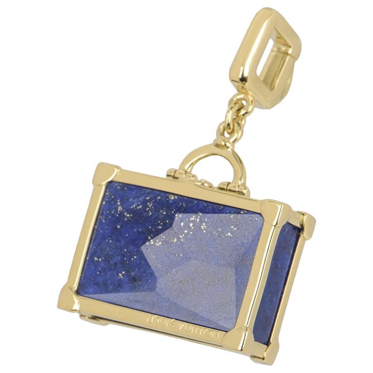 Louis Vuitton Yellow Gold Lapis Lazuli Suitcase Charm For Sale