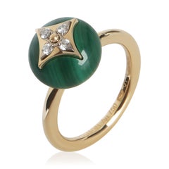 Louis Vuitton Yellow Gold Malachite and Diamond B Blossom Ring