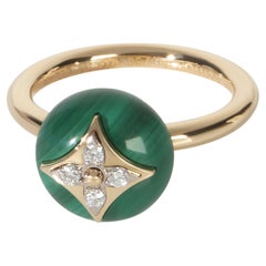 Louis Vuitton Yellow Gold Malachite and Diamond B Blossom Ring