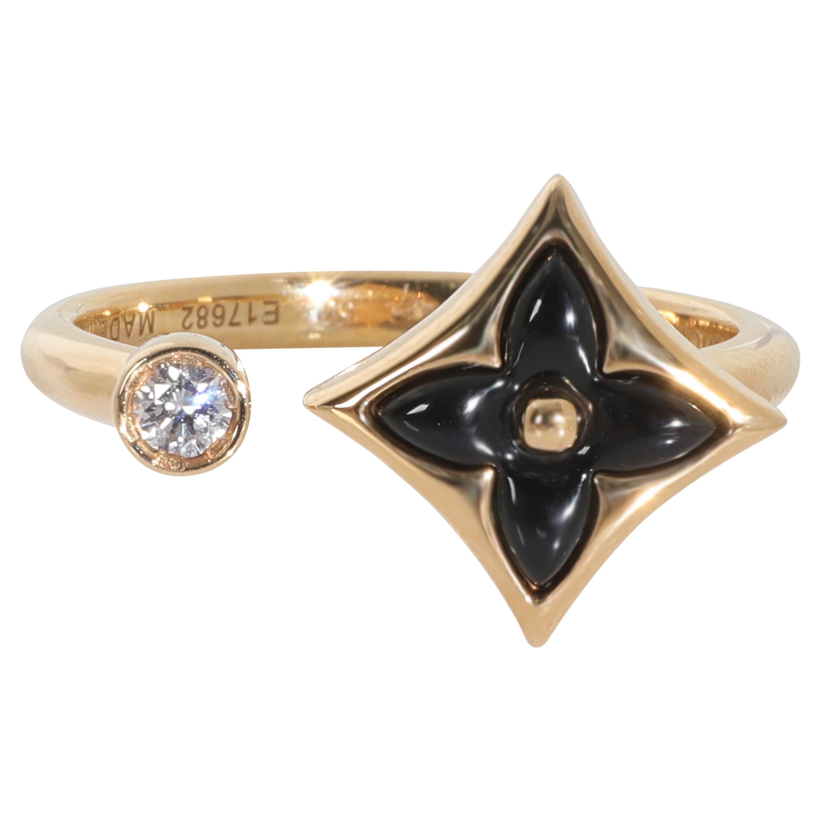 Anello Louis Vuitton in oro giallo con onice e diamante Color Blossom Mini Star in vendita