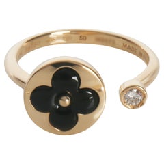 Louis Vuitton Yellow Gold Onyx and Diamond Color Blossom Mini Sun Ring